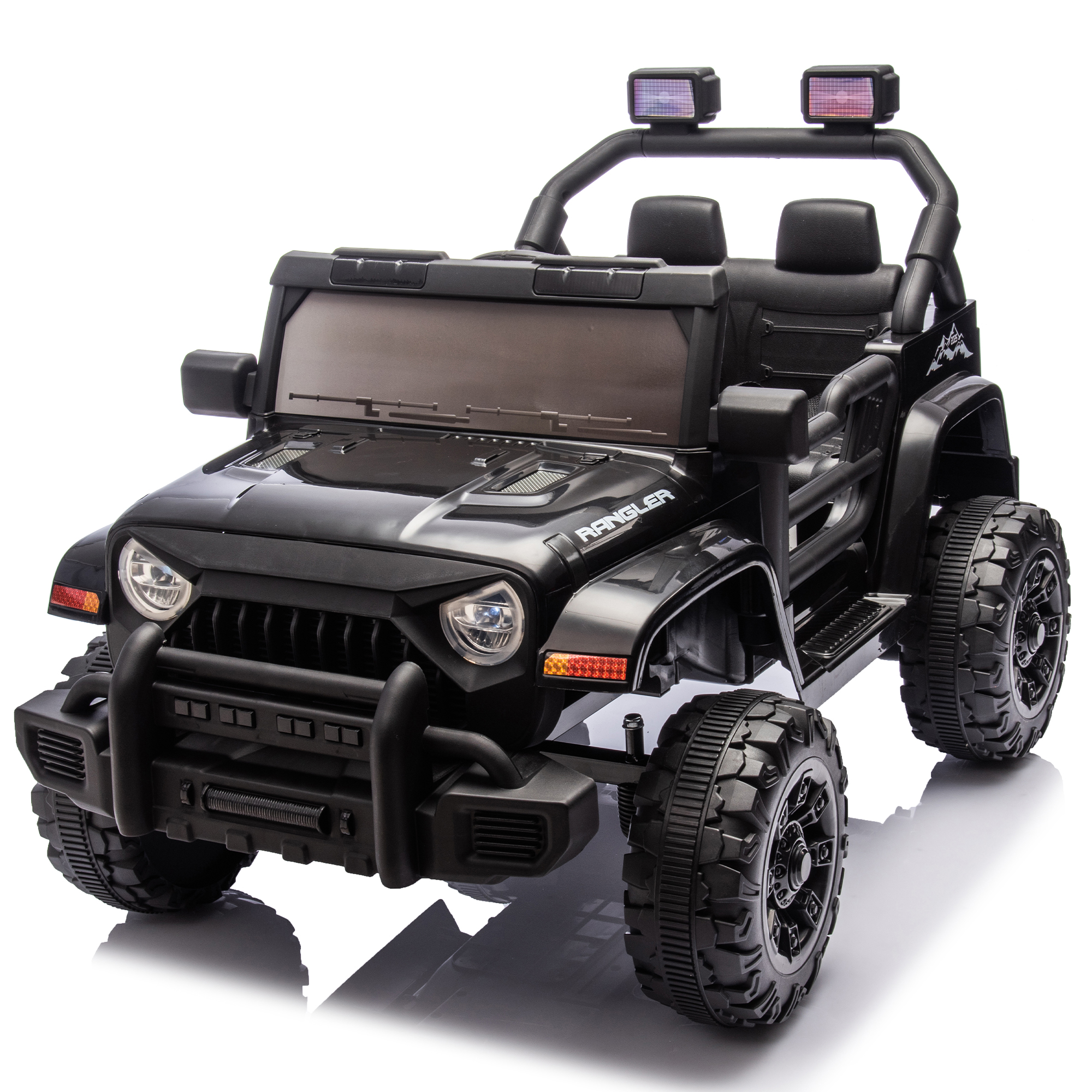 Coche eléctrico 12V para niños con control parental, suspensión 4 ruedas, música y Bluetooth.