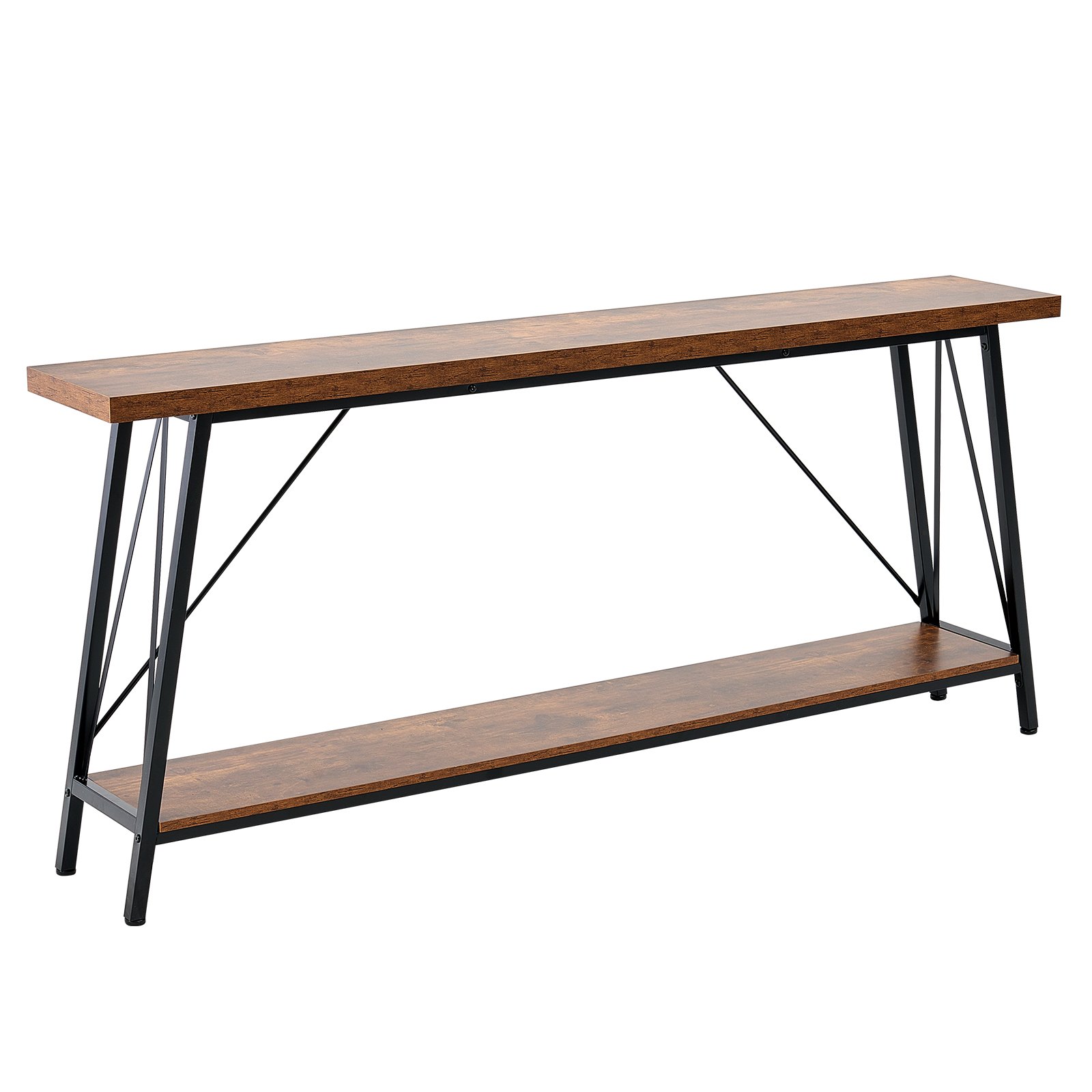 Mesa consola estrecha de 70.9 pulgadas, 2 niveles, estructura de metal