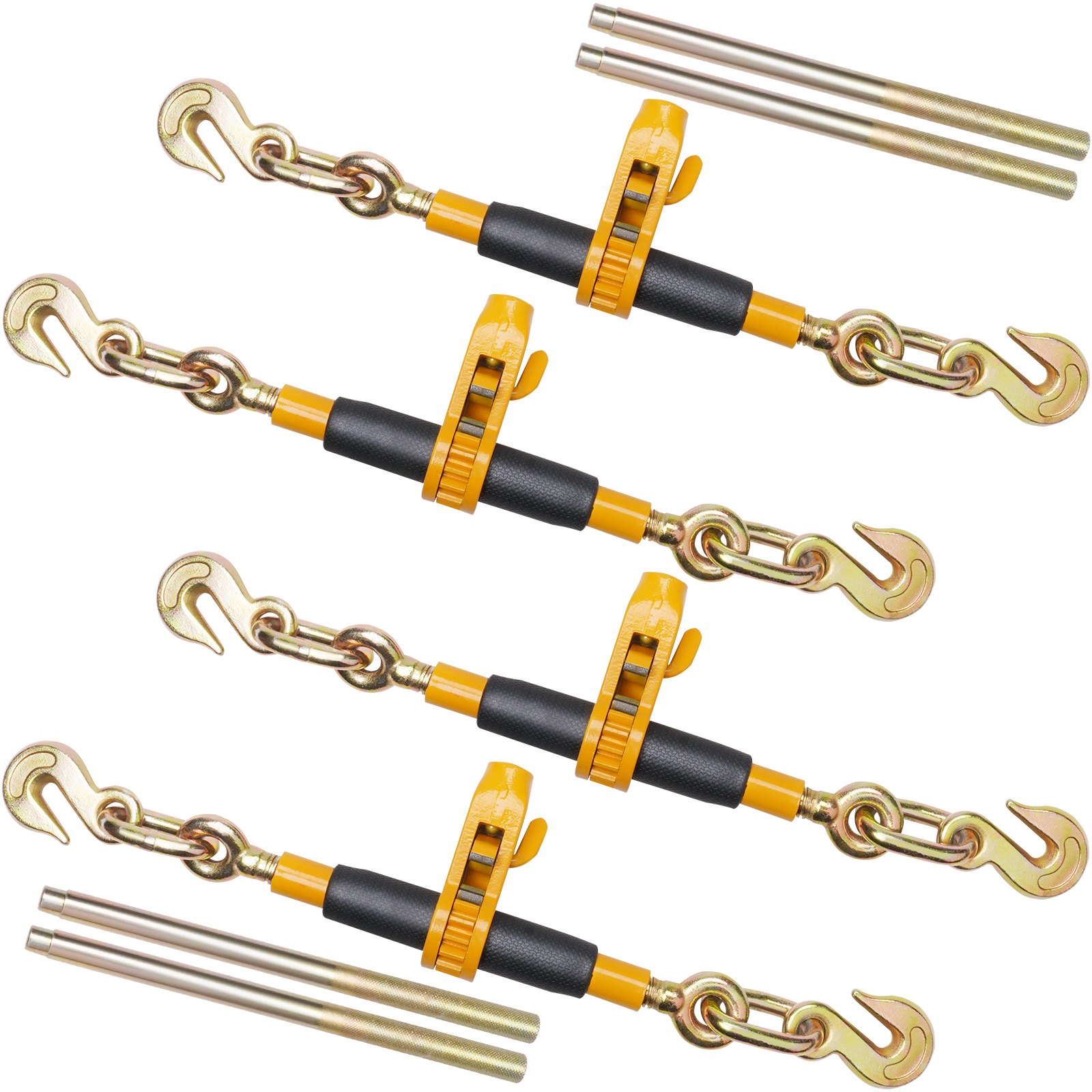 Ratchet Chain Binder, 5'16'-3'8' Heavy Duty Load Binders, With G80 Hooks 7,100 Lbs Secure Load Limit, Labor-saving Anti-skid Handle, Tie Down Hauling Chain Binders For Flatbed Truck Trailer, 4 P