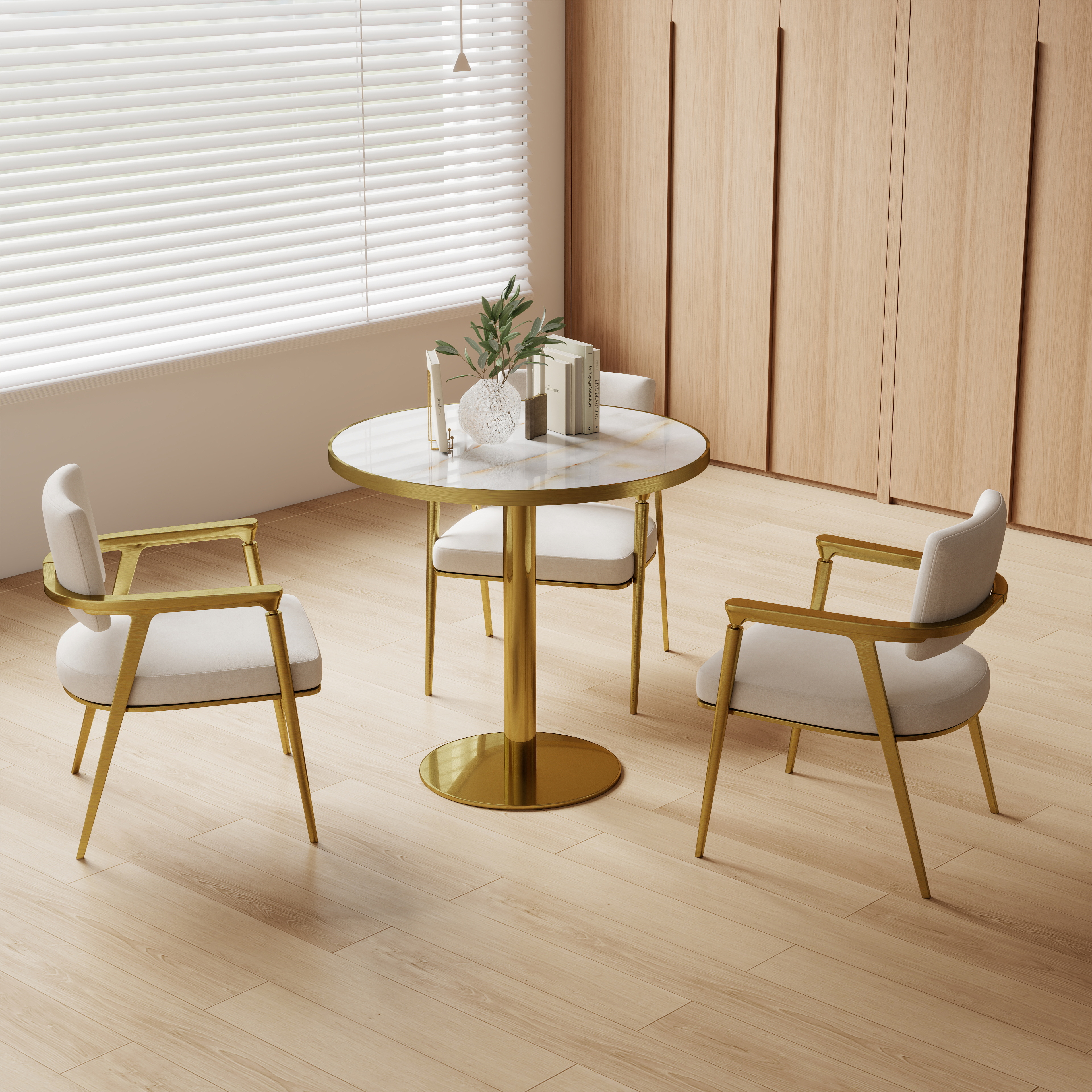 Mesa de comedor redonda moderna de 31.5 pulgadas, cubierta de mármol sintético