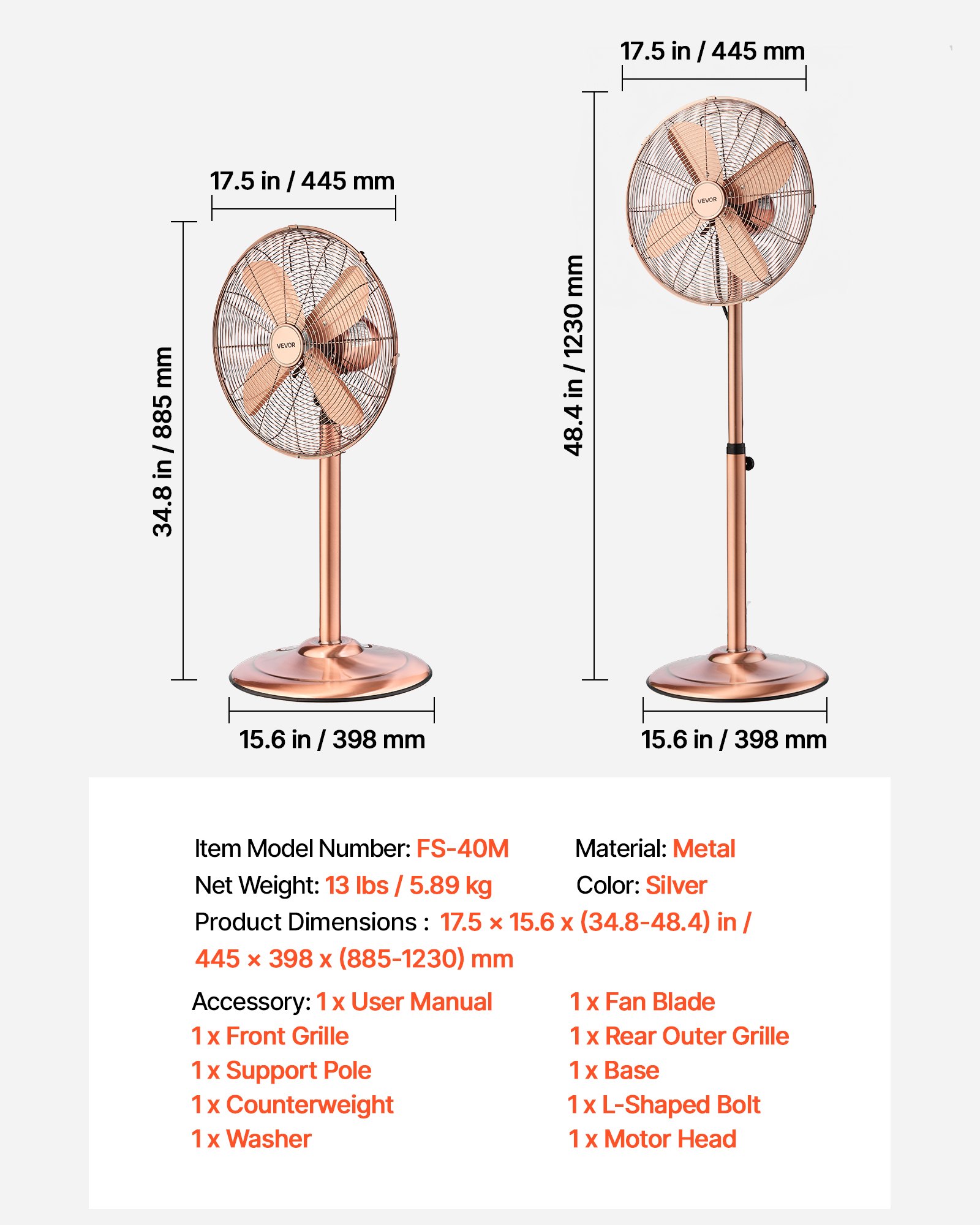 Ventilador de pedestal industrial de 16 pulgadas, alta velocidad, oscilante, 3 velocidades.