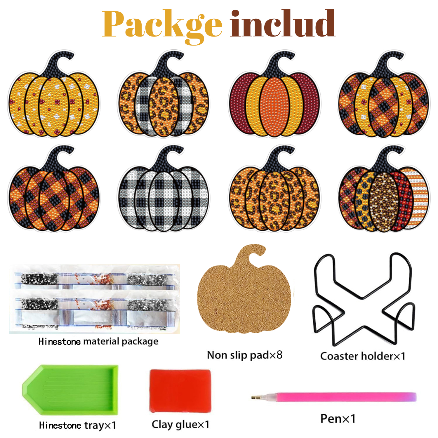 Posavasos de calabaza para otoño (8 piezas)
