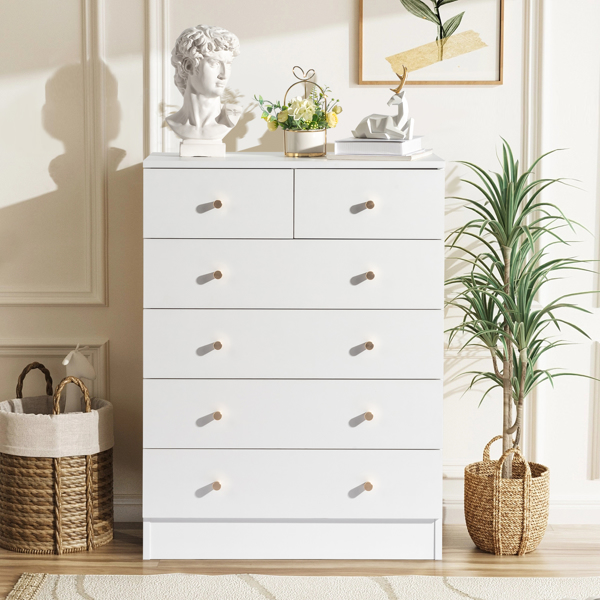 Modern Simple 6-Drawer Dresser White