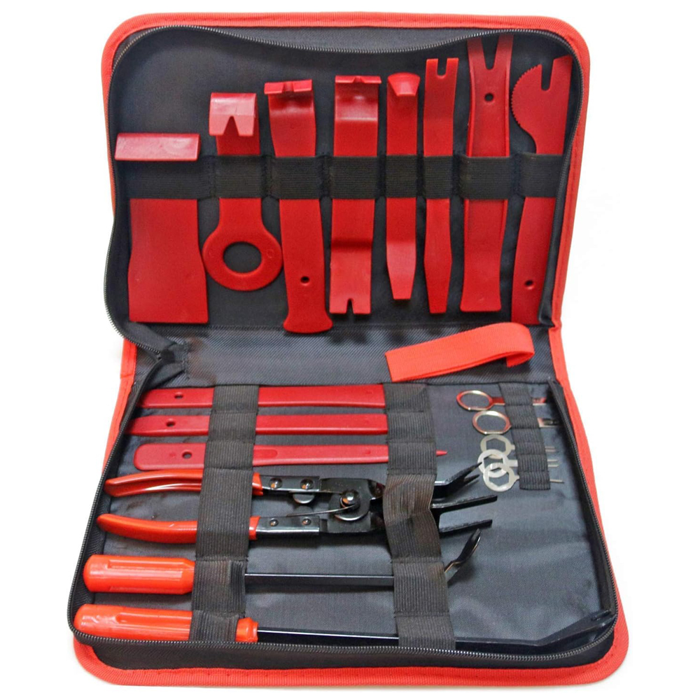 19pcs Auto Trim Removal Kits,Car Panel Removal Tool Car Interior Trim Kit Auto Clip Pliers Fastener Remover Pry Tool Set For Automotive Radio Stereo Dash