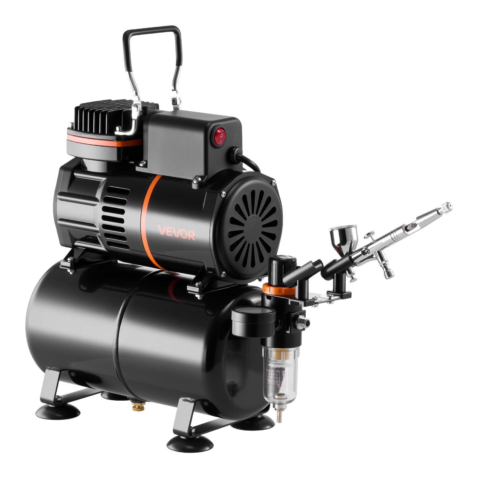 Kit de aerógrafo profesional 1/6 HP con compresor y tanque