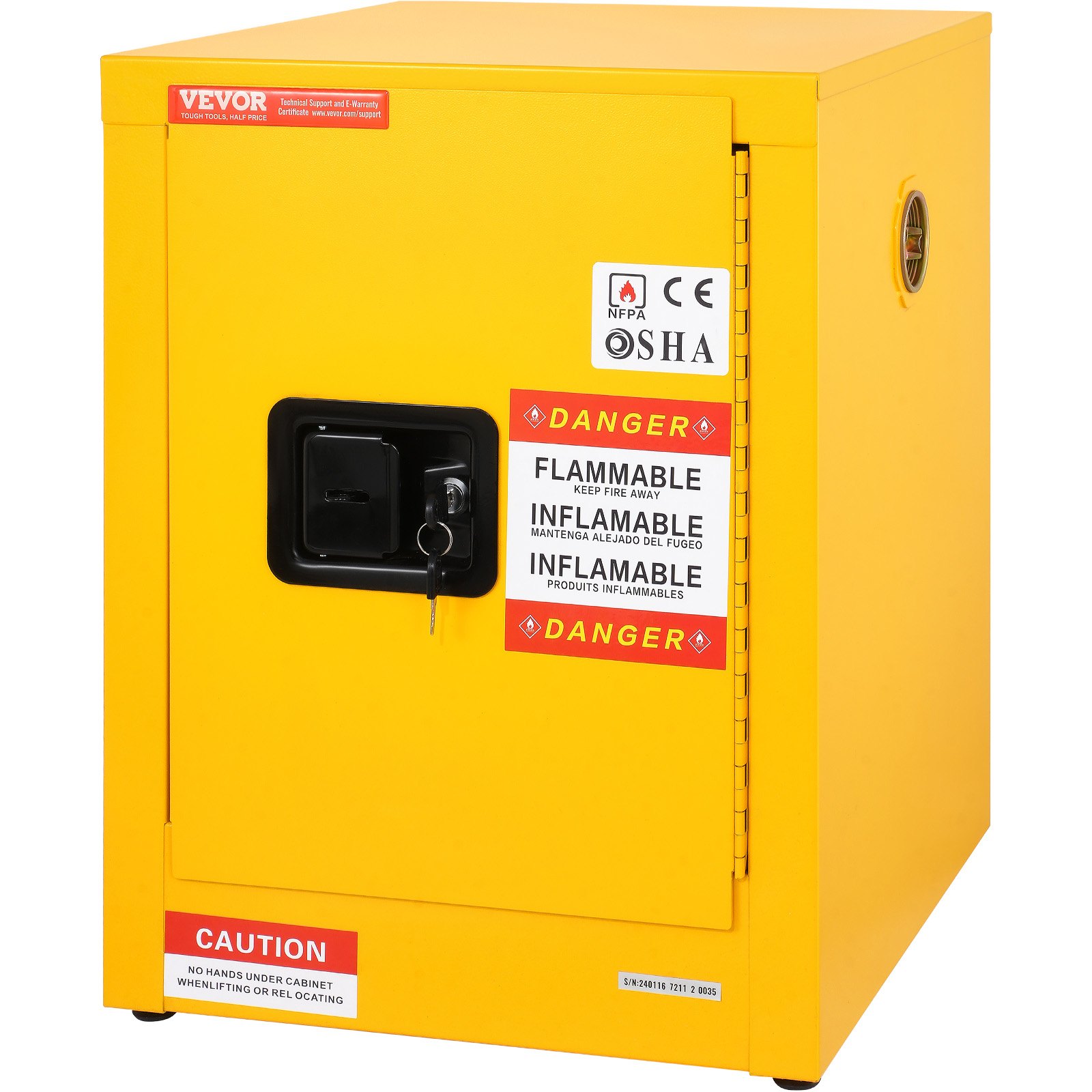 Gabinete de seguridad para inflamables de acero galvanizado 16.9 x 16.9 x 22 pulgadas
