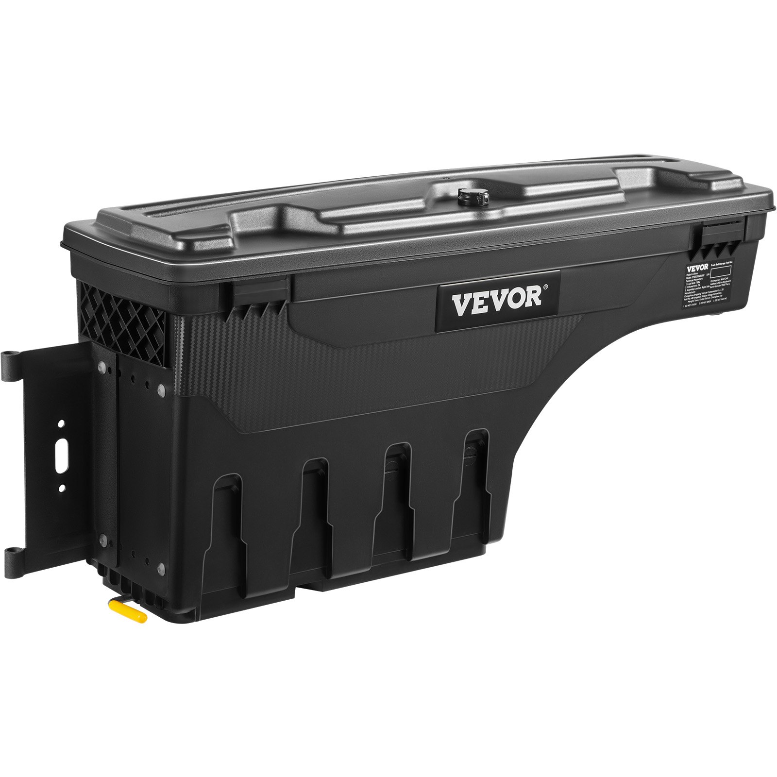 Truck Bed Storage Box, Lockable Swing Case With Password Padlock, 6.6 Gal/25 L ABS Wheel Well Tool Box, Waterproof And Durable, Compatible With Ford F-150 2015-2021, Drivers Side(Left)