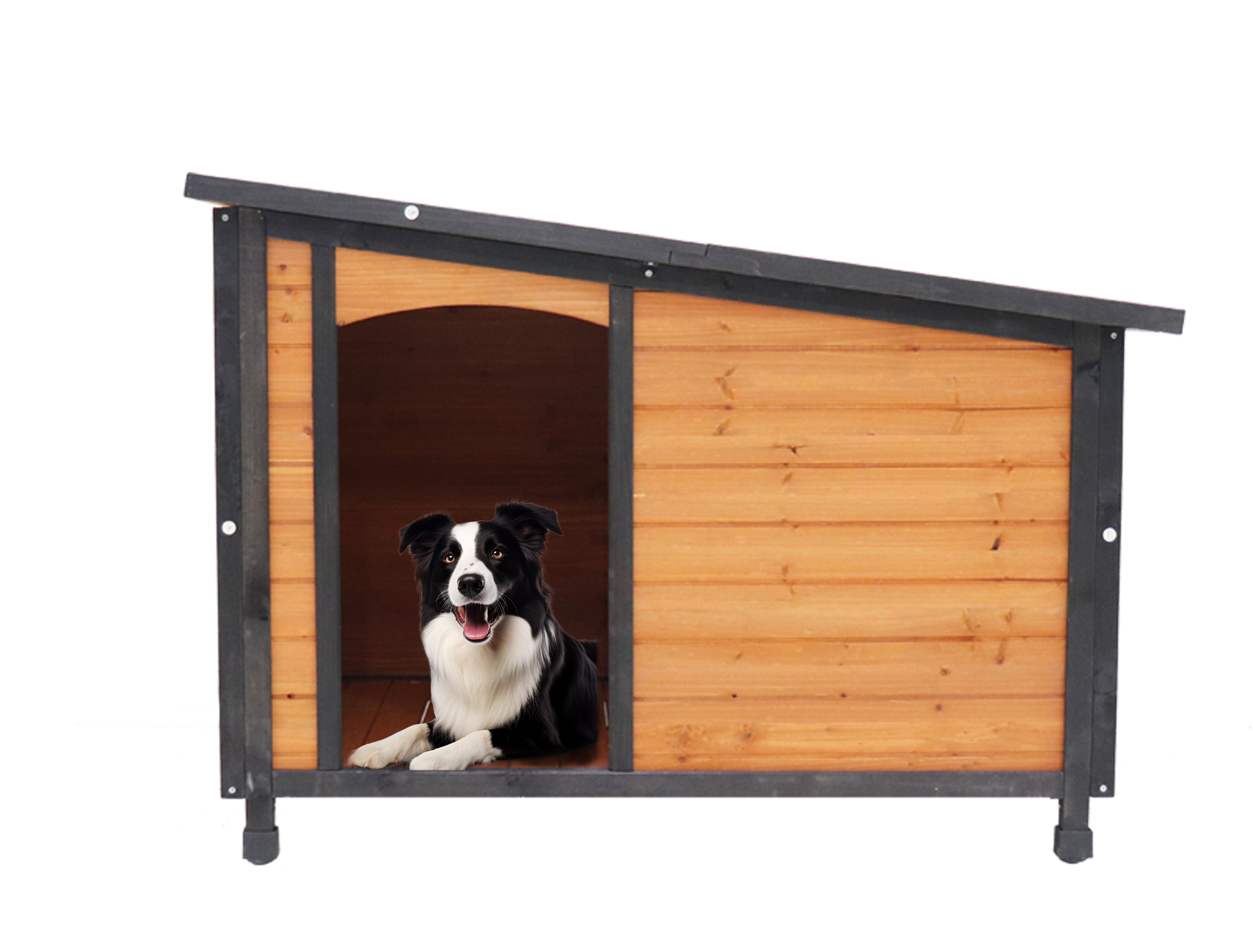 Caseta de madera para perro de 46 pulgadas, exterior/interior, impermeable, para perros grandes