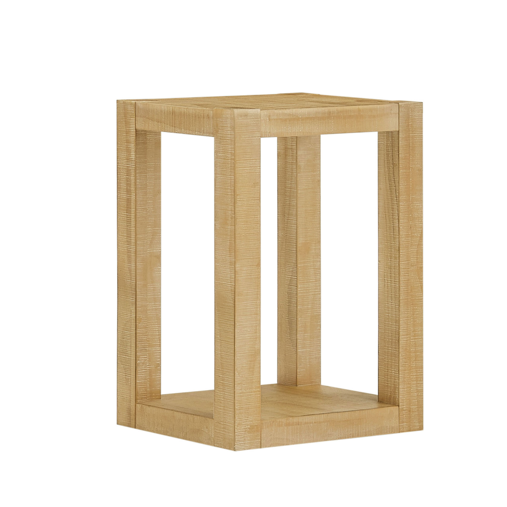 Mesa auxiliar rectangular de 14 pulgadas, MDF, diseño moderno, color natural