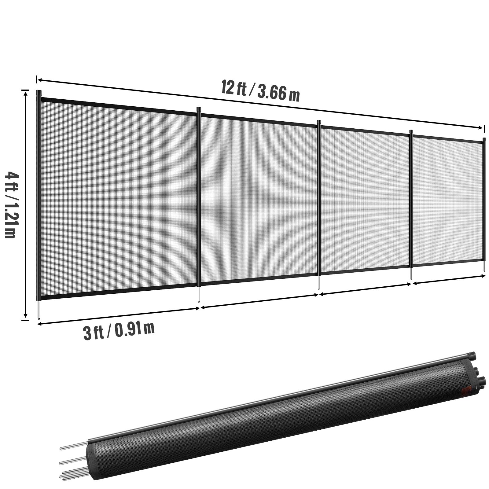 Pool Fence, 4 X 12 FT Pool Fences For Inground Pools, Removable Child Safety Pool Fencing, Easy DIY Installation Swimming Pool Fence, 340gms Teslin PVC Pool Fence Mesh Protects Kids And Pets