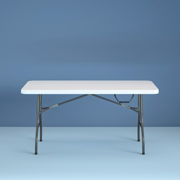Mesa plegable premium de 6 pies, color blanco moteado
