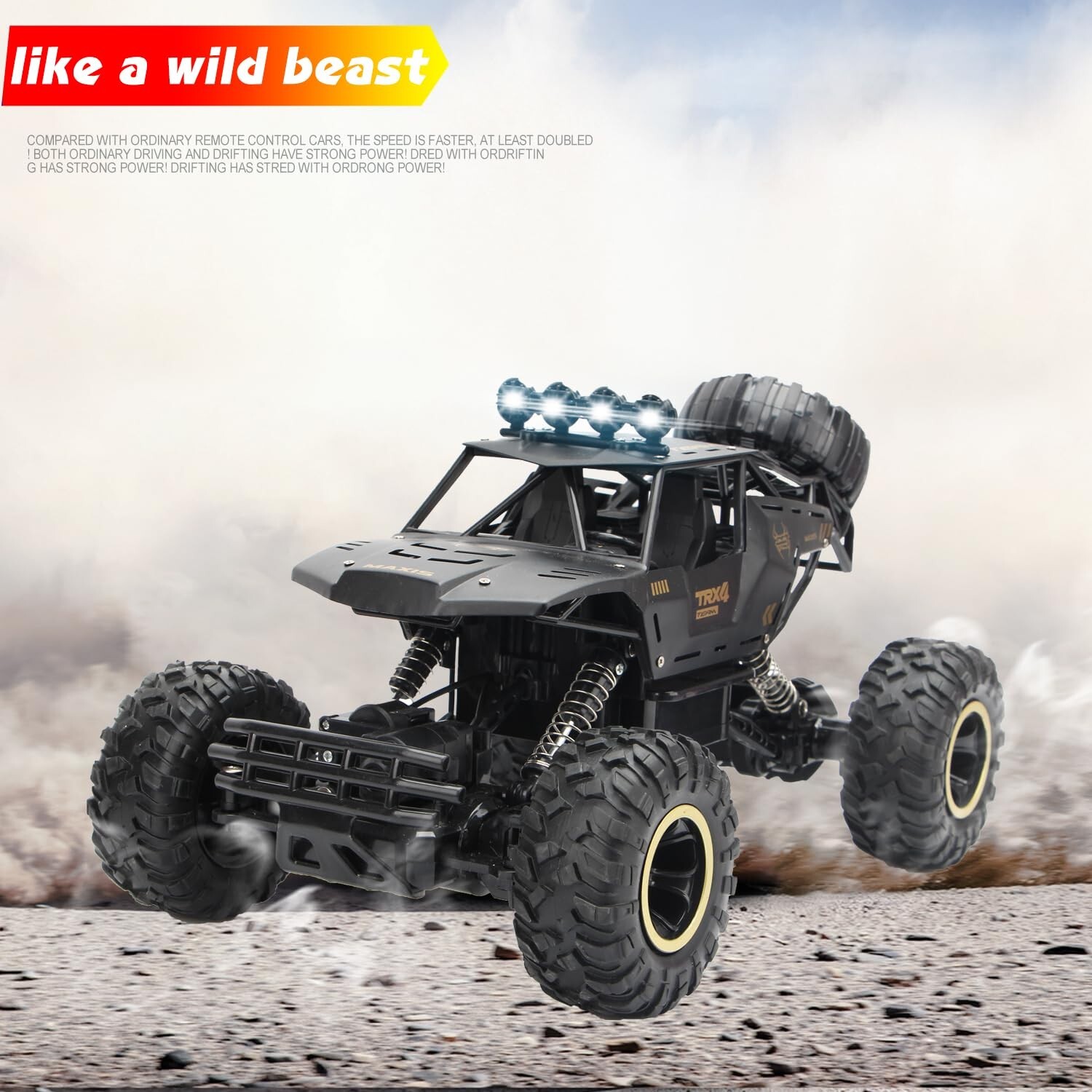 4DRC 9268 Coche RC todoterreno 4WD grande 1:12 con control remoto y 2 baterías