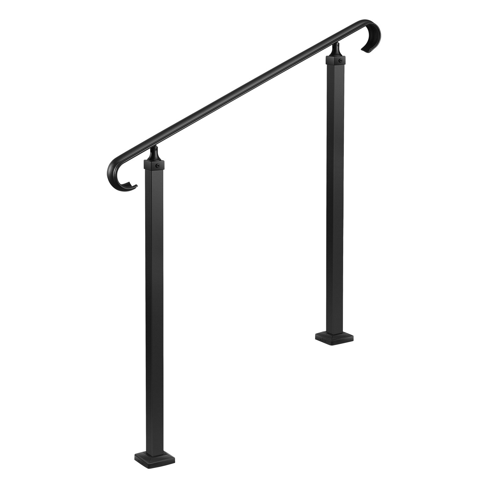 Barandilla para escaleras exteriores, 2-3 escalones, acero al carbono, negro mate