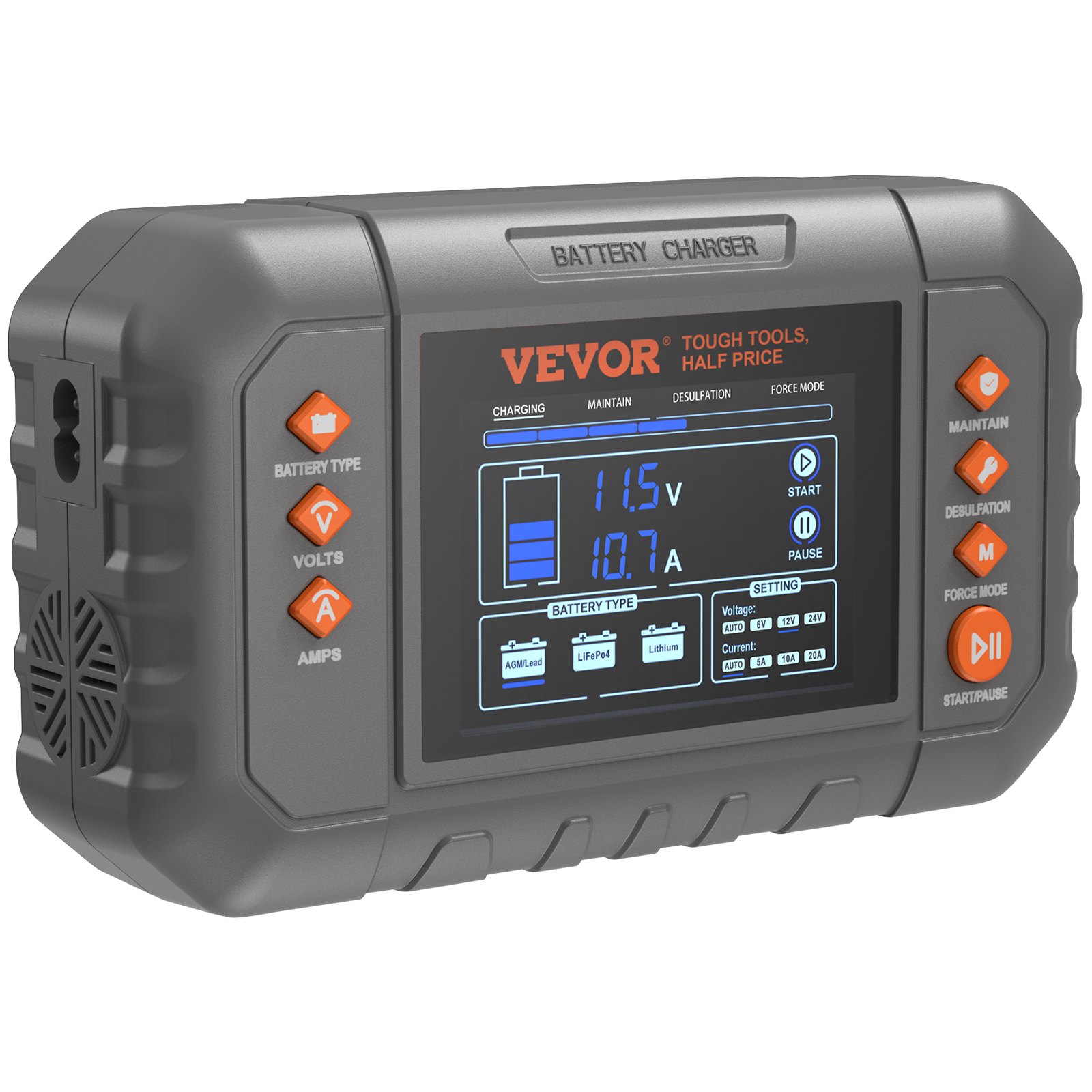 Cargador de batería inteligente, 20 amperios, para autos, motos, botes, con LCD