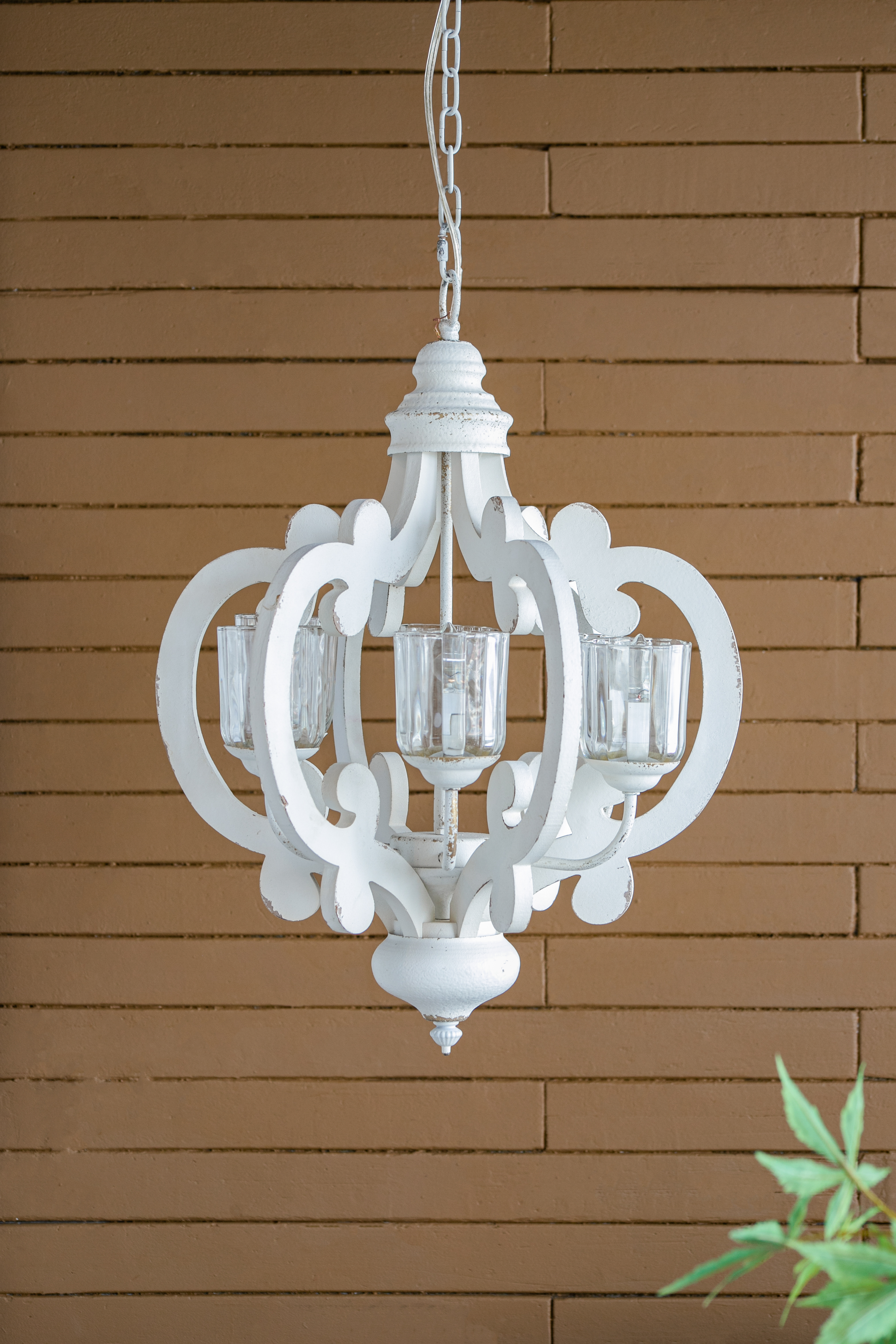 Farmhouse Chandelier, 6-Light Wood Chandelier Pendant Light Fixture With Adjustable Chain For Dining Room Living Room Entryway, Bulb Not Included