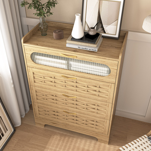 Juego de dormitorio de madera con 4 cajones y tocador