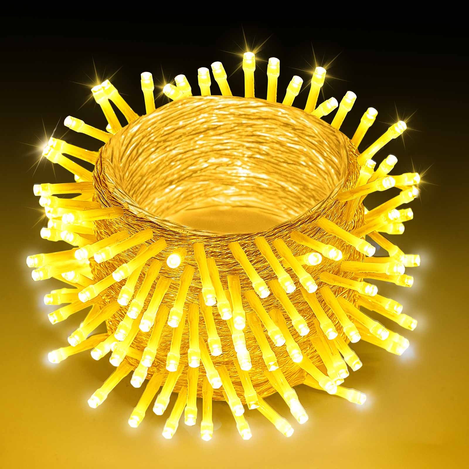 LED Christmas String Lights, 200 LED, 76 Ft Connectable Warm White Christmas Lights Outdoor, With 8 Modes, Auto Timer, Twinkle Fairy Lighting Plug In, Waterproof For Tree Yard Patio Decoration