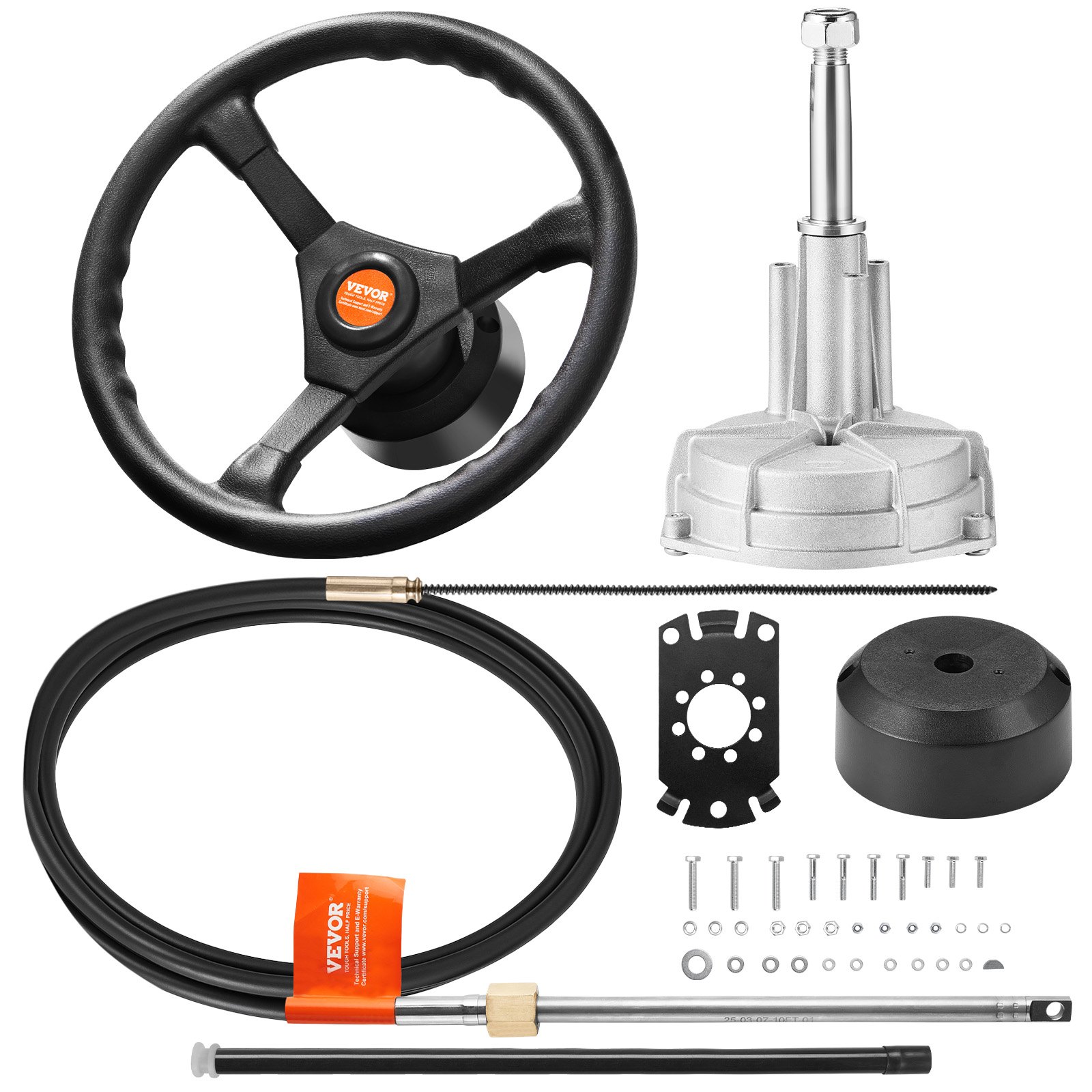 Sistema de dirección fueraborda, cable de 10 pies, eje 3/4'', rueda 13.5''