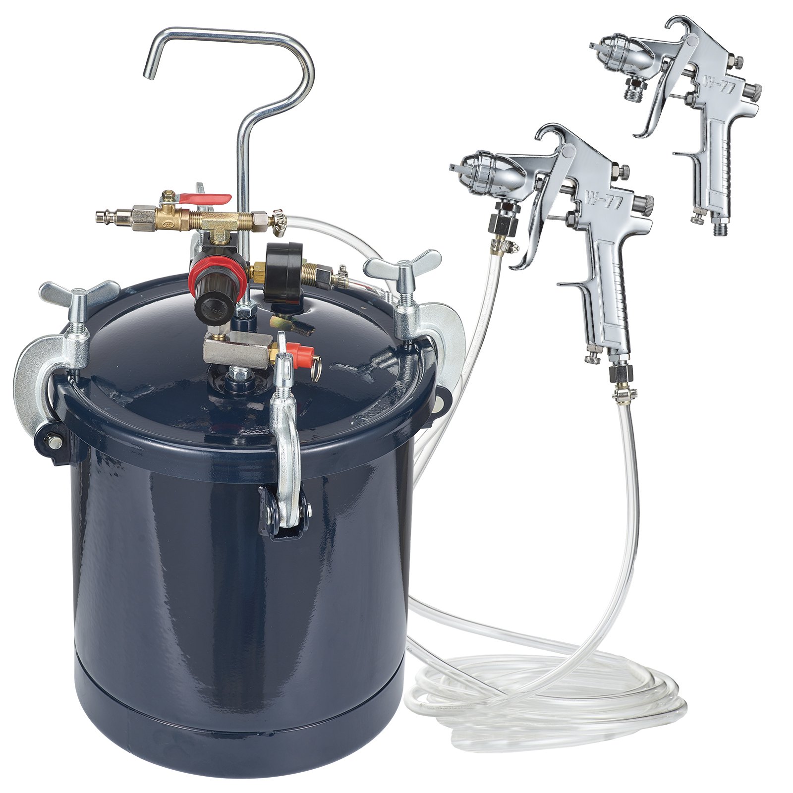 Tanque de presión para pintura de 10 litros con 2 pistolas y boquillas de 1.5mm+4mm, 60 PSI máx.
