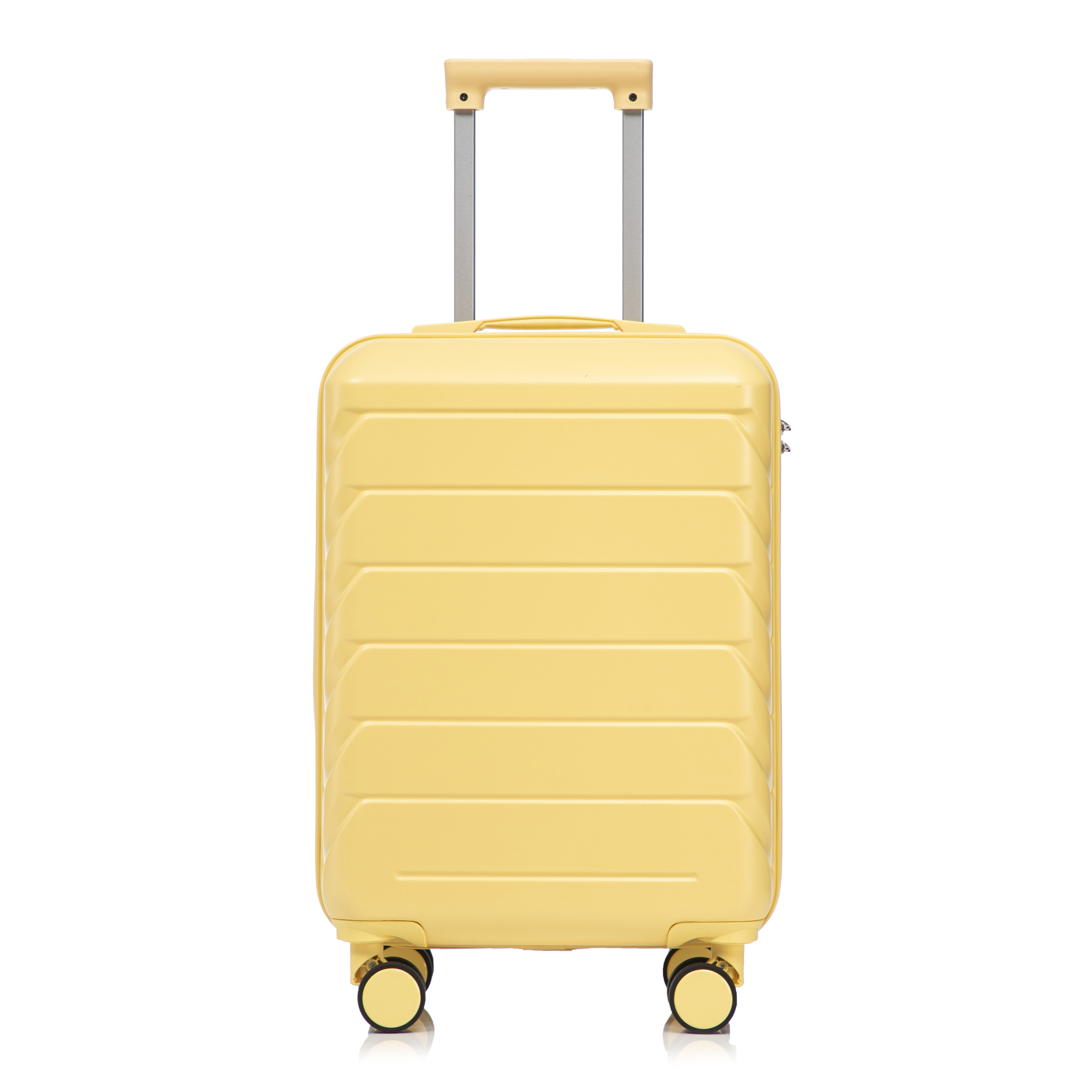 20 Inch ABS Hard Shell Travel Checked Luggage - Scratch Resistant Surface Four Multi-Directional Wheels,  With Combination Lock Yellow
