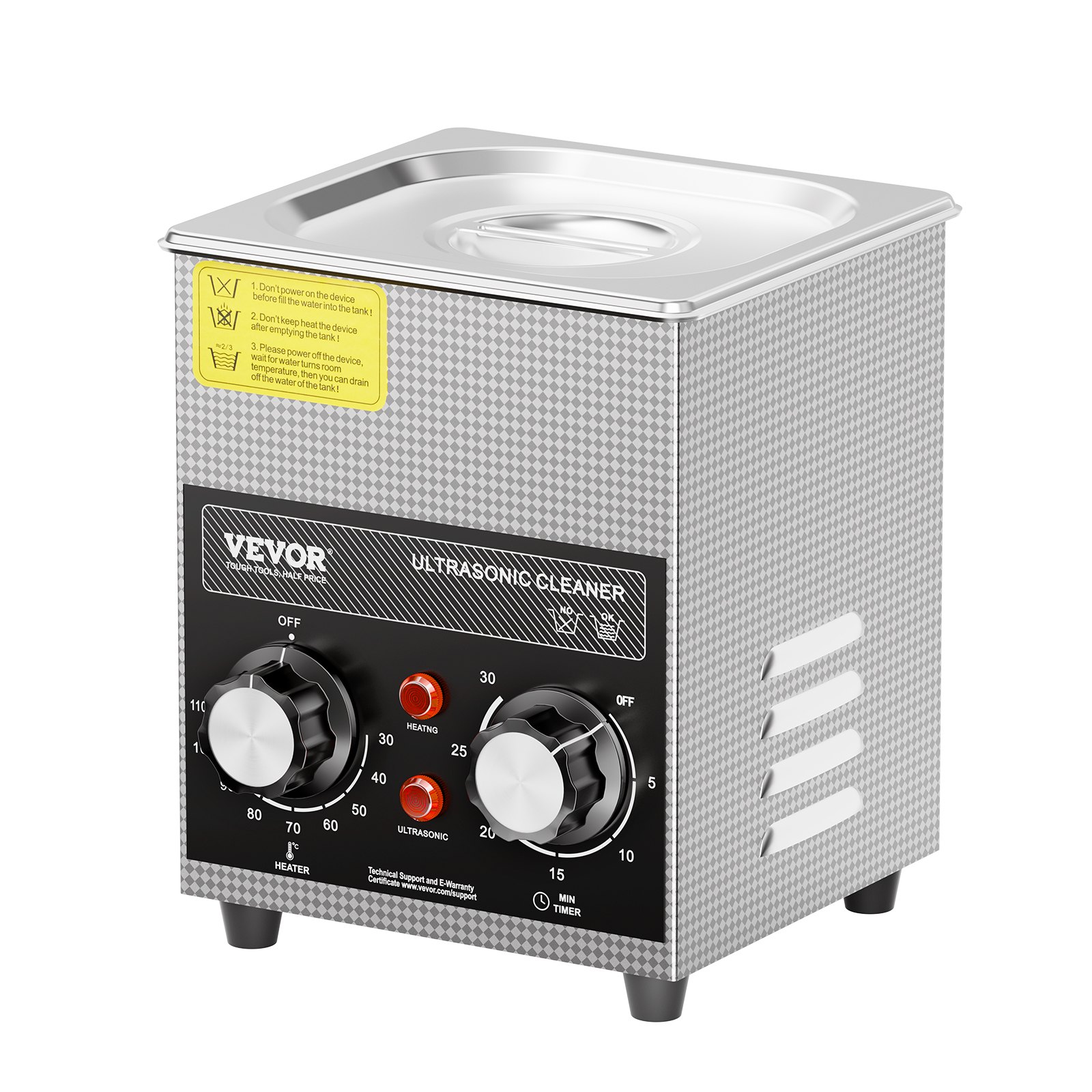 Limpiador ultrasónico de 2 L, 60 W, con calentador, temporizador y cesta