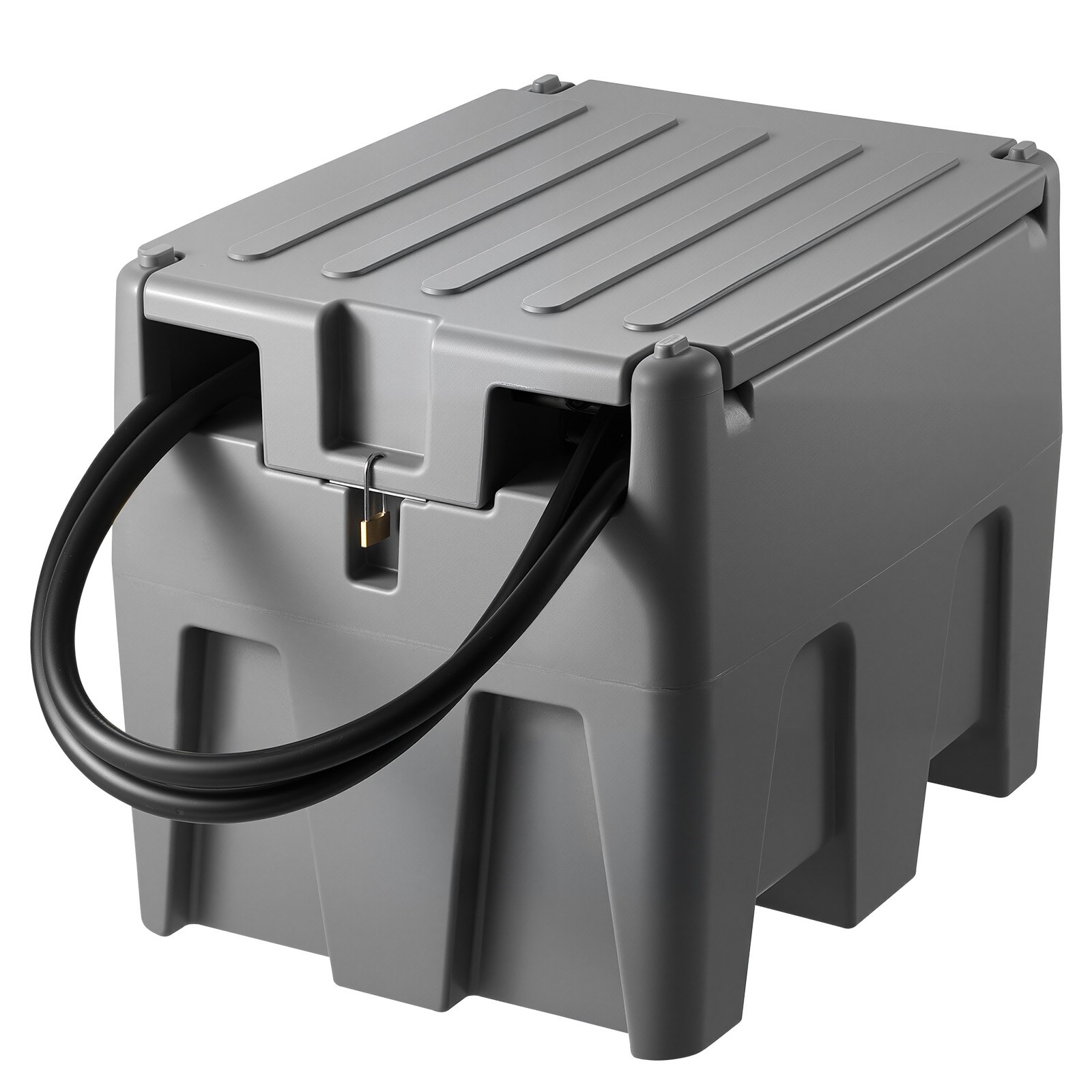Tanque portátil de diésel de 58 galones con bomba 12V y manguera de 13.1 pies, gris