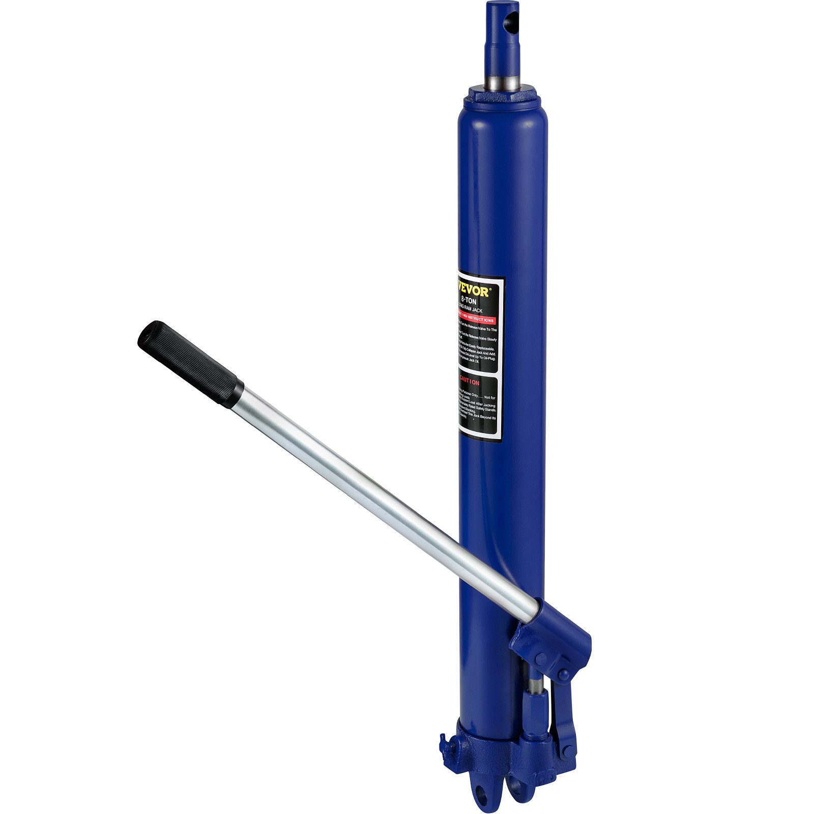 Hydraulic Long Ram Jack, 8 Tons/17363 Lbs Capacity, With Single Piston Pump And Clevis Base, Manual Cherry Picker With Handle, For Garage/Shop Cranes, Engine Lift Hoist, Blue
