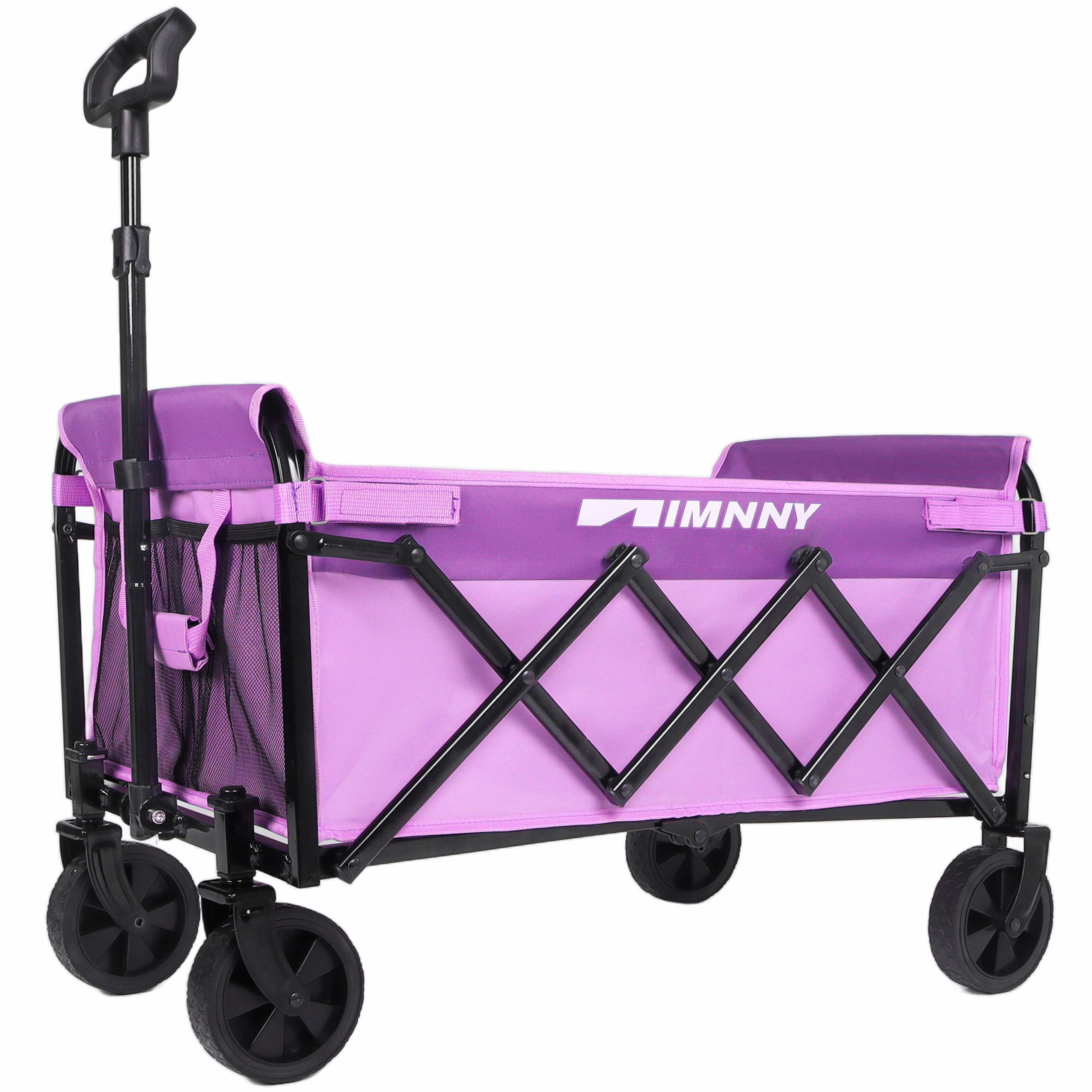 Collapsible Wagon With Wheels  Lightweight Utility Camping Wagons Carts Foldable With 360lbs Weight Capacity  Carts With Cup Holders For Garden  Sports  Grocery  Shopping  Purple