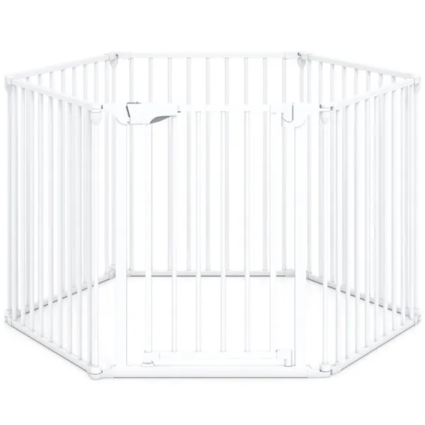 Puerta de seguridad expandible de 6 paneles, 34.5-154 pulgadas, blanca