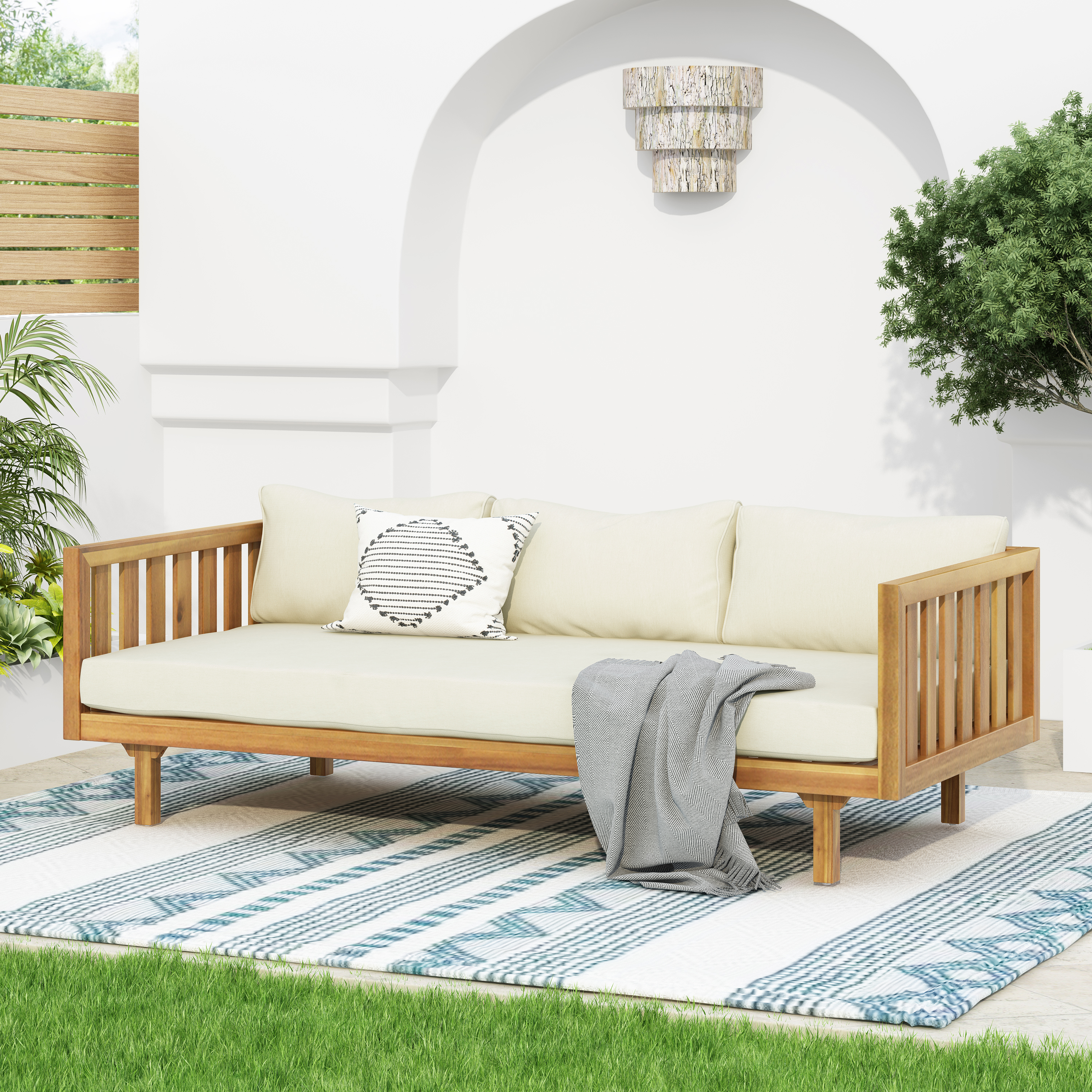 Cama de día CLAREMONT de 3 plazas, beige.