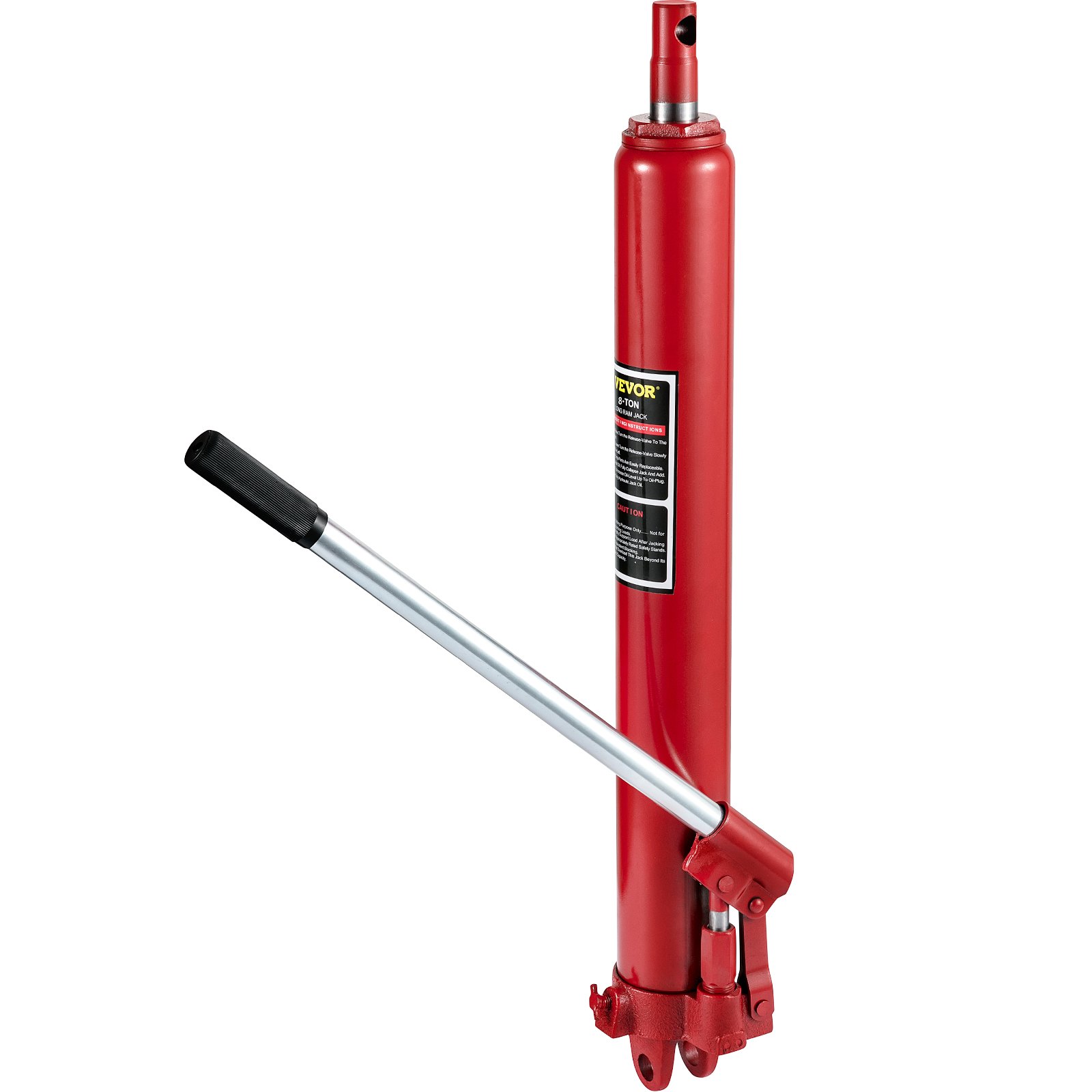 Hydraulic Long Ram Jack, 8 Tons/17363 Lbs Capacity, With Single Piston Pump And Clevis Base, Manual Cherry Picker With Handle, For Garage/Shop Cranes, Engine Lift Hoist, Red