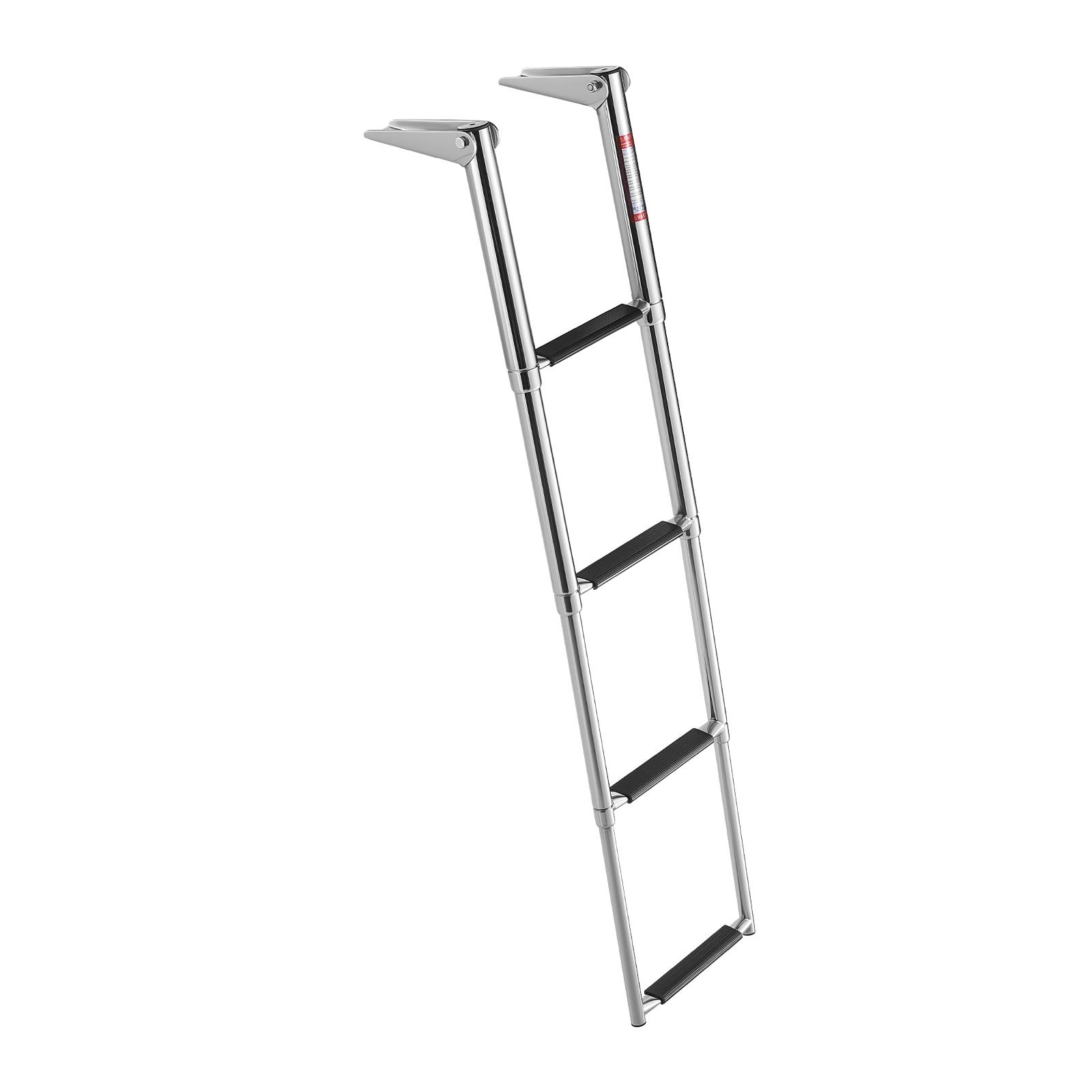 Boat Ladder, 4 Steps, Stainless Steel Telescoping Folding Swim Deck Ladder For Rear Entry Inboard, Heavy Duty 900 Lbs Capacity With Wide Anti-Slip Steps, For Outboards, Yacht, Pontoon Boats