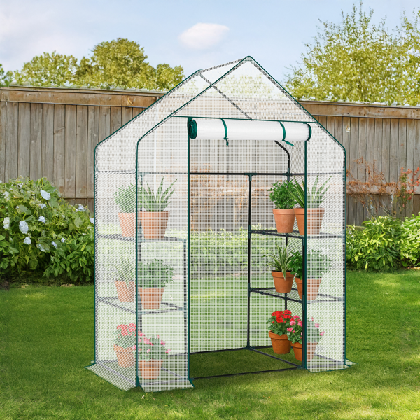 Invernadero mini portátil con cubierta de PE, 4 estantes, 56 x 29 x 77 pulgadas