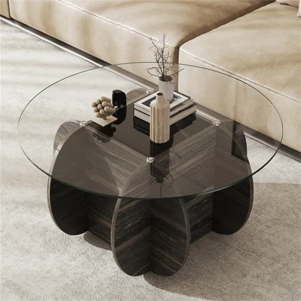 Mesa de centro de madera robusta, capacidad 220 libras, con base en forma de cruz