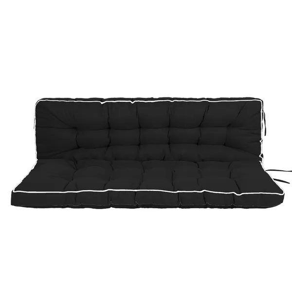 Outdoor Swing Cushions 55 Inch, Waterproof 4" Thick Porch Swing Cushion Replacement With Backrest And Ties, Comfortable 2-3 Seat Pation Swing Pad For Backyard, Garden, Lawn, Outdoor Furniture(black)