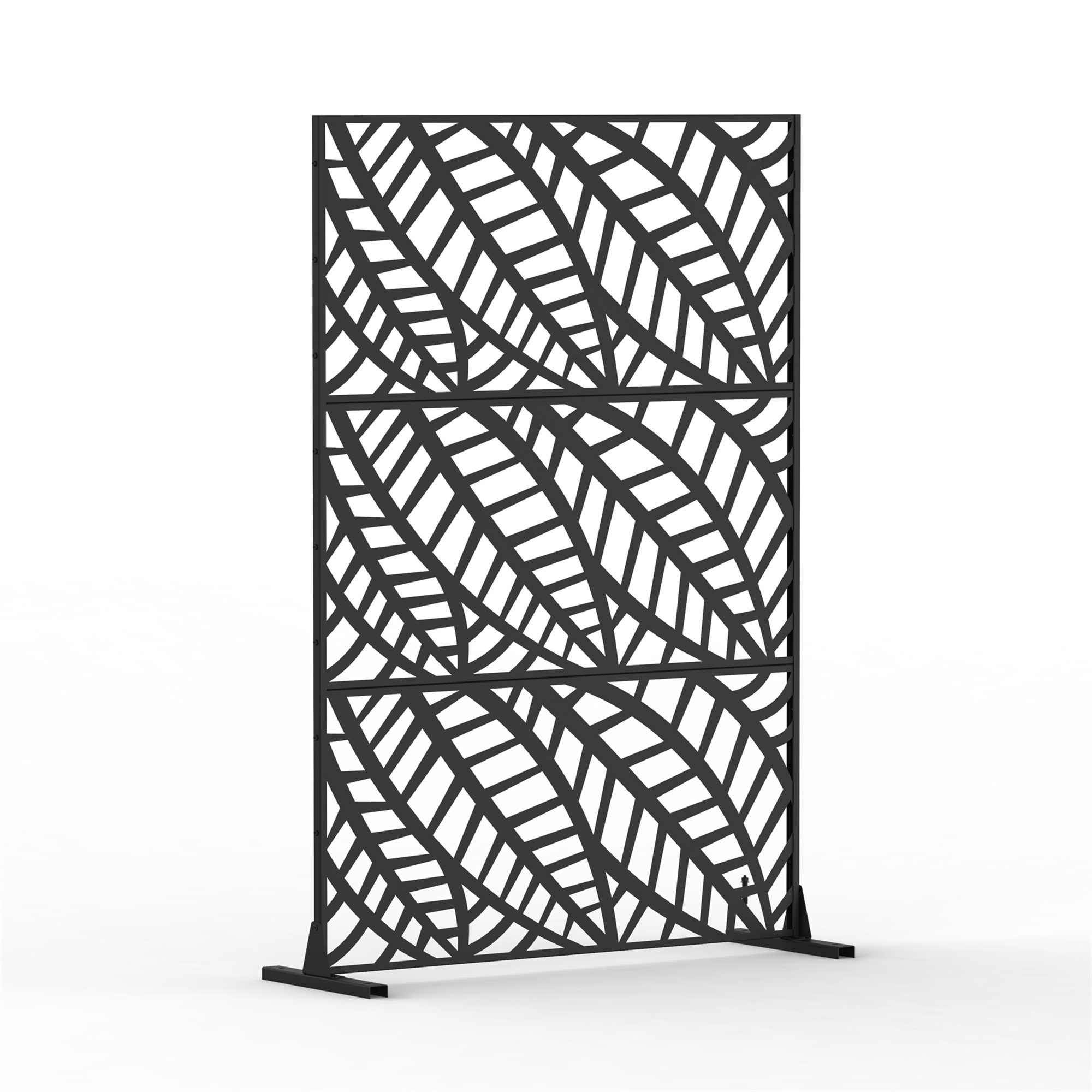 Metal Privacy Screen, Freestanding Outdoor Indoor Divider, Decorative Privacy Screen Panels For Balcony Patio Garden, Leaf-Shaped