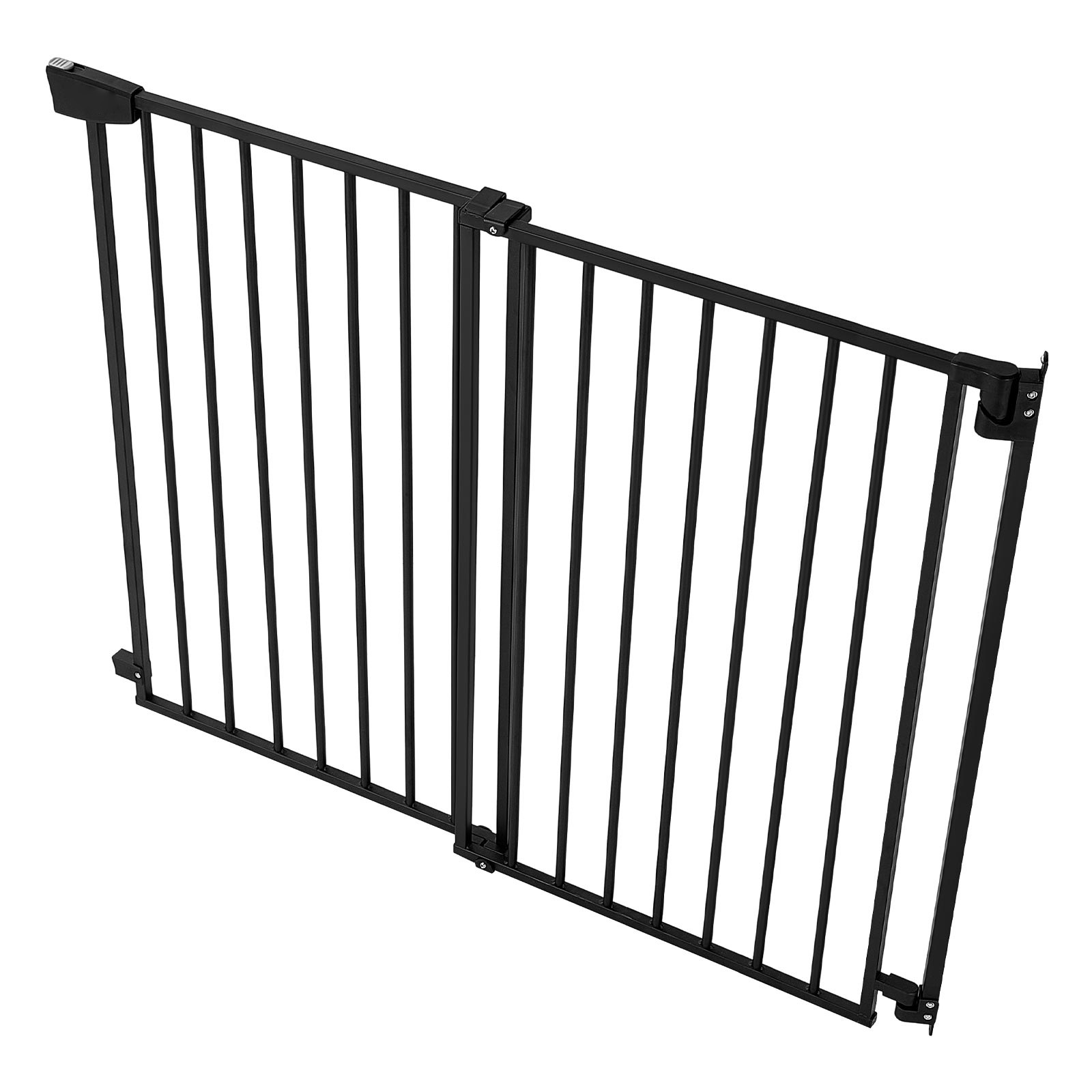 Baby Gate For Stairs, 31-48 In Adjustable Width, 36 In High Dog Gate, No Bottom Bar, One-Handed Operation, Easy Drilling Installation With Hardware Kit, For Stairs, Doorways, And House, Black
