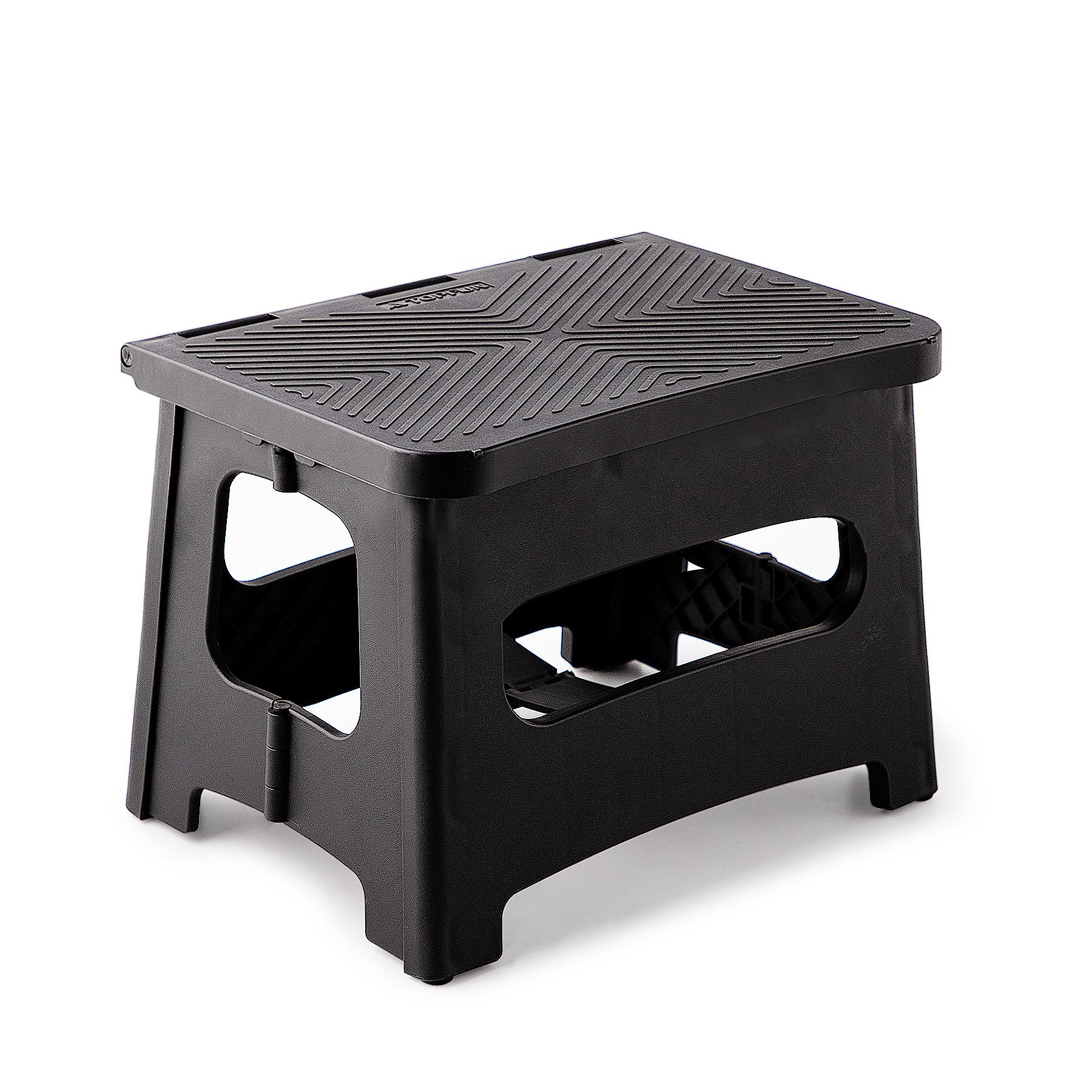 Taburete plegable de 9 pulgadas, portátil, antideslizante, 300 libras, negro