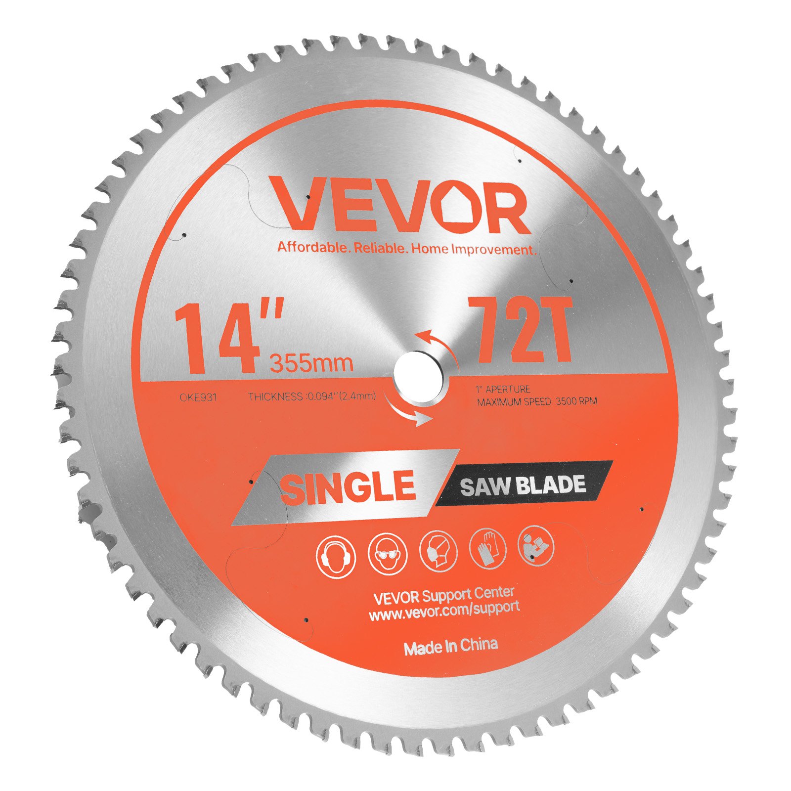 Hoja de sierra circular para cortar metal, 14 pulgadas, 72 dientes