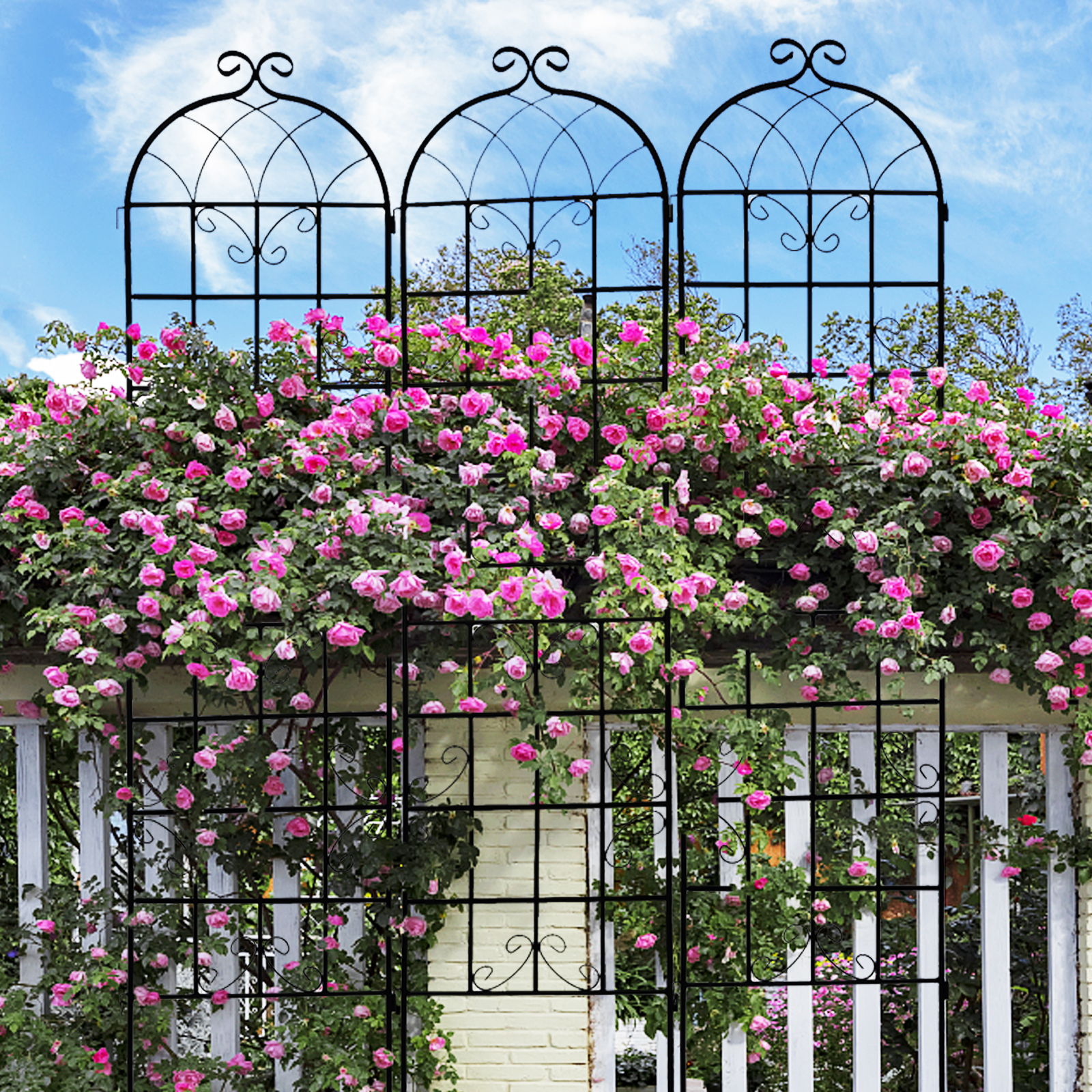 4 Pack Metal Garden Trellis 86.7  X 19.7  Rustproof Trellis For Climbing Plants Outdoor Flower Support Black