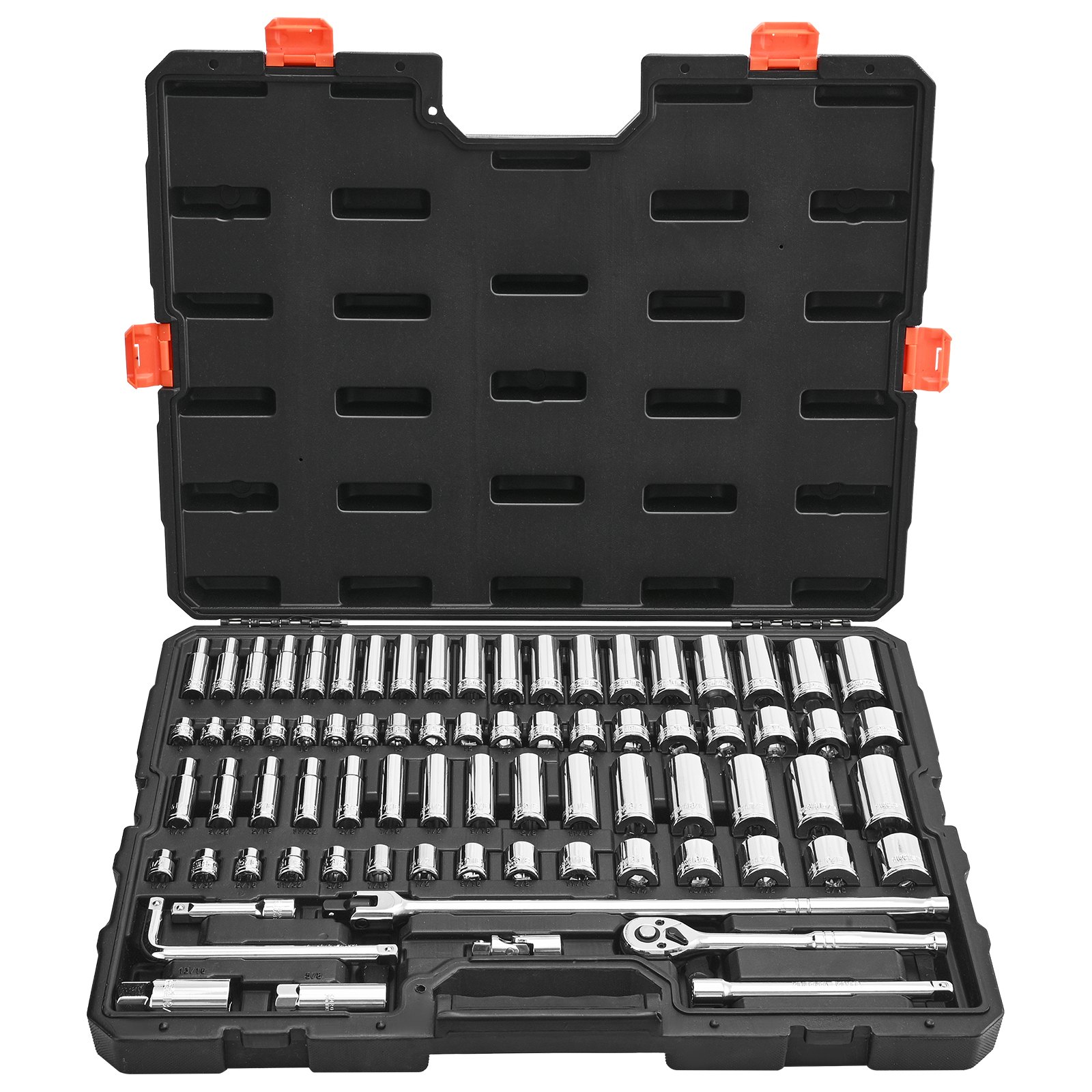 Juego de dados de 76 piezas, 3/8 pulgadas, SAE y métricos, CR-V, para automotriz.
