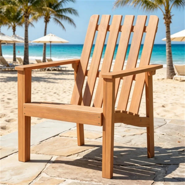 Silla Adirondack de madera de acacia, respaldo ergonómico, reposabrazos extra.