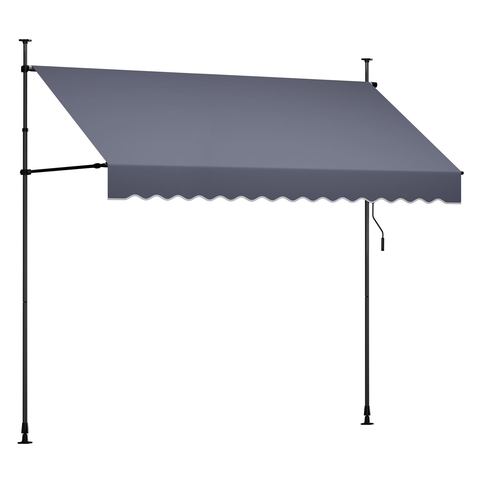 Toldo retráctil manual para patio, 118 pulgadas, ajustable, manivela, gris oscuro