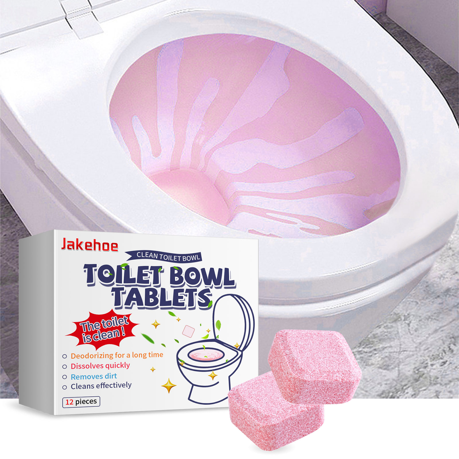 Jakehoe Pastillas efervescentes limpiadoras para inodoro