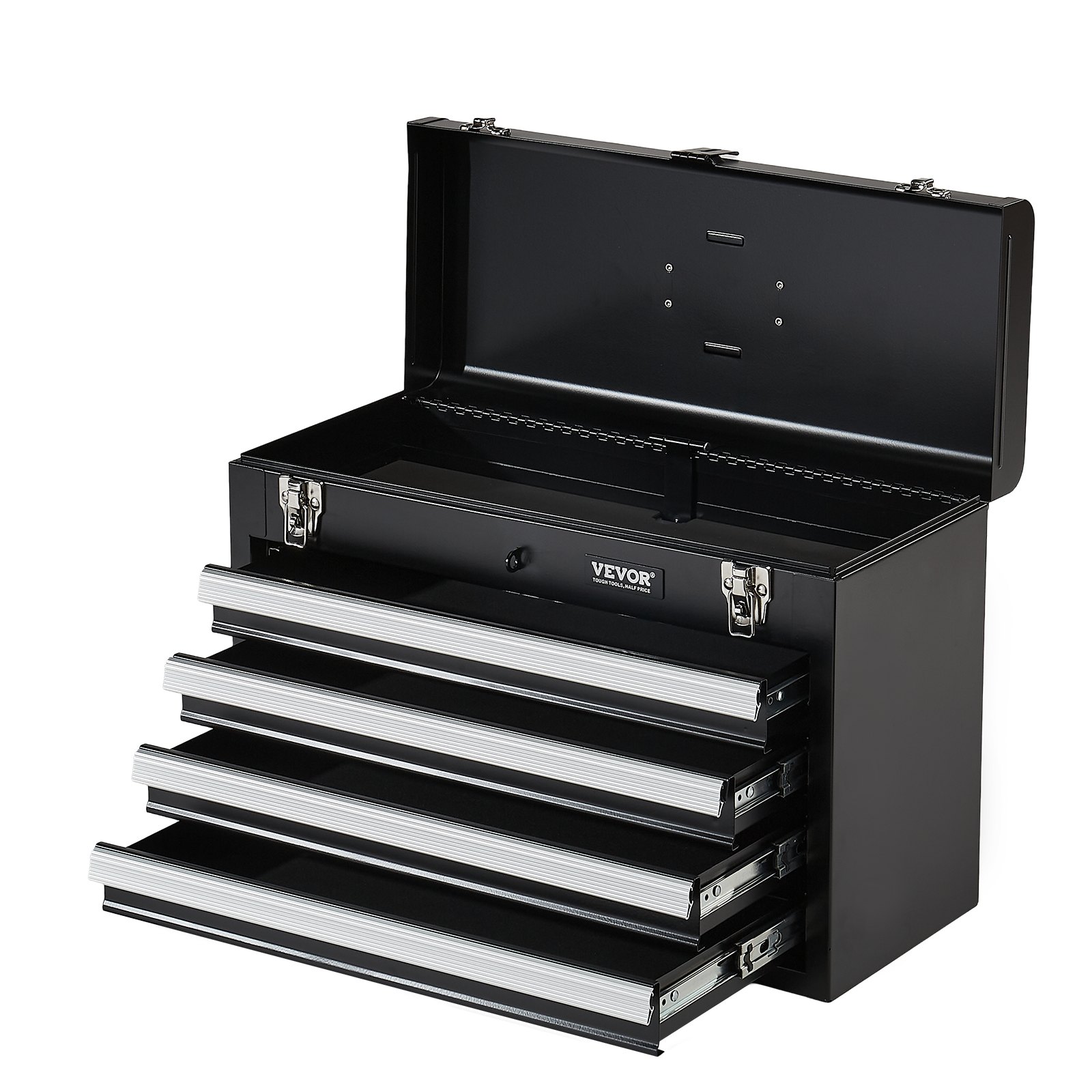 Metal Tool Box, 20.5-inch, Portable Metal Tool Box With 4 Drawers, Small Tool Chest With EVA Liners, Ball Bearing Slide Drawers Locking & Powder Coated Finish, Multi-Function Tool Organizer
