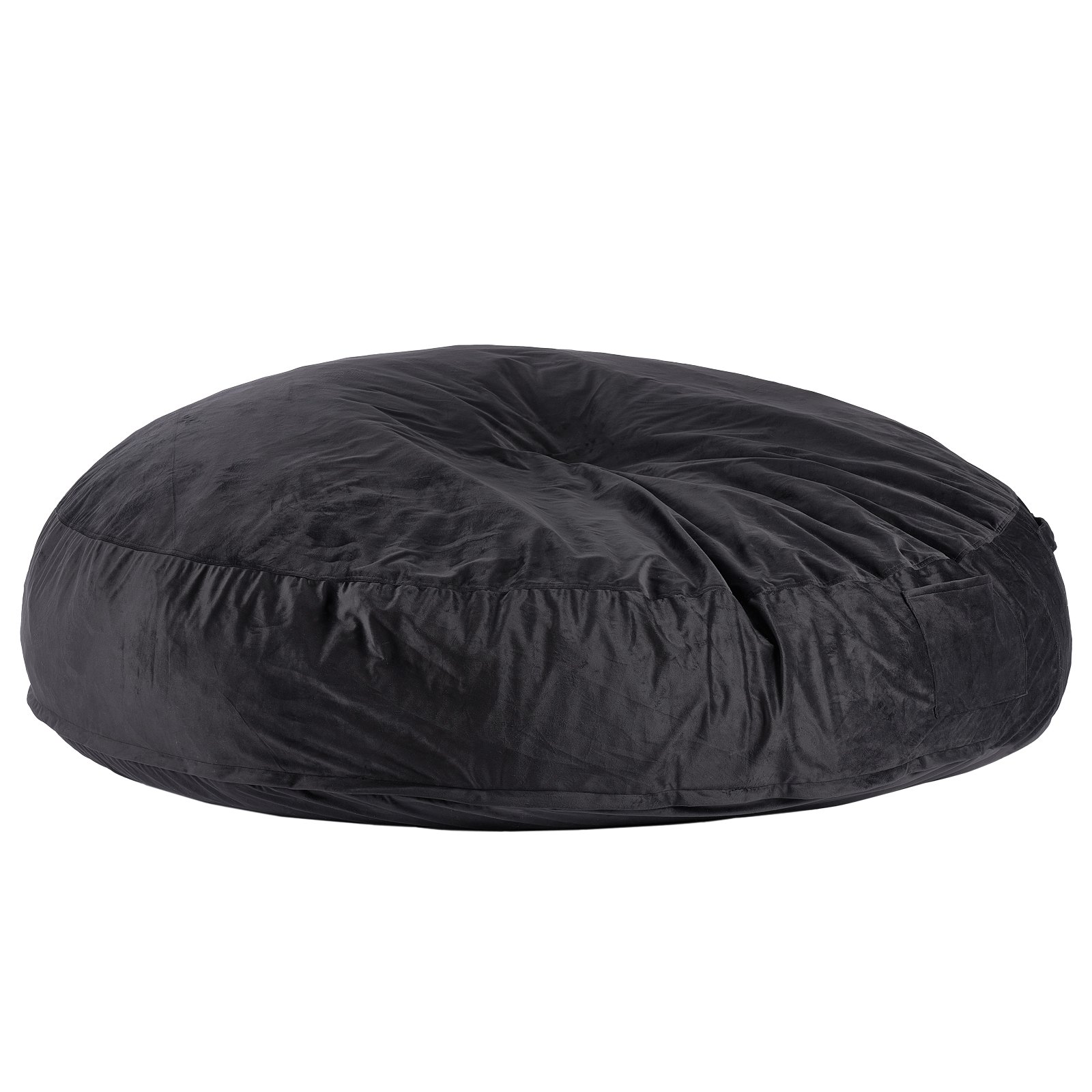 Puf gigante con funda lavable, terciopelo holandés, relleno de espuma, negro.