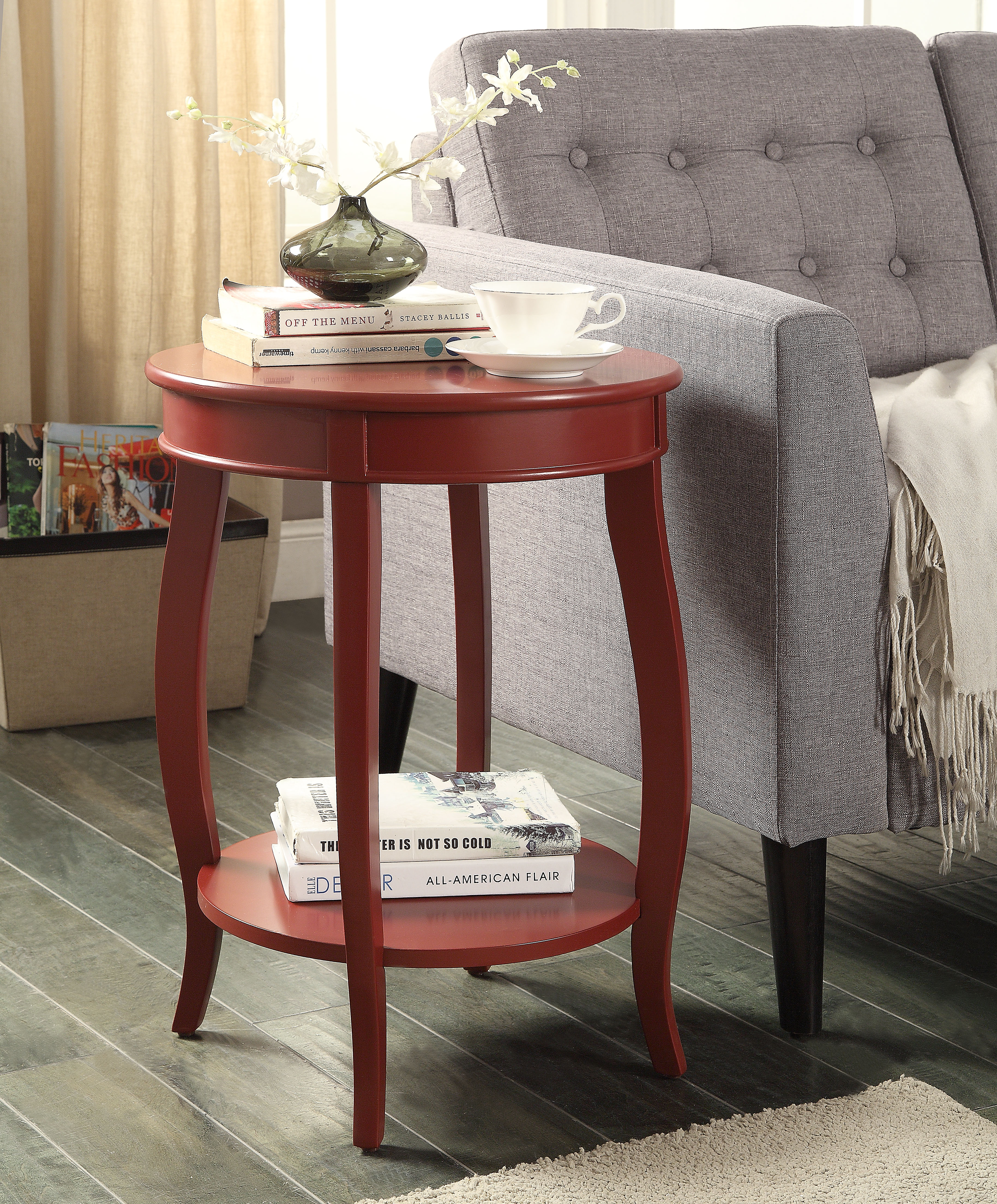 Aberta Red Finish Accent Table