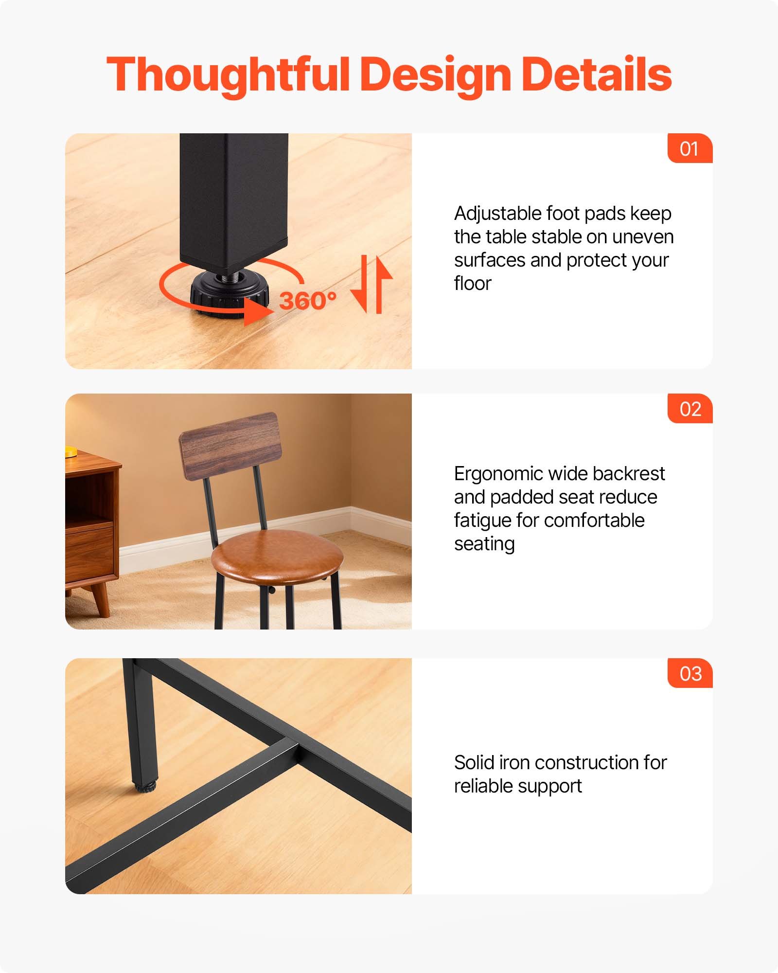 Bar Table, 5PCS 47″ Bars Tables Set, Bar Tables And Chair Set With Rounded Edge Design, Rectangular Pub Table With Four Stools For Living Room, Dining Room, Kitchen, Walnut Color, Black