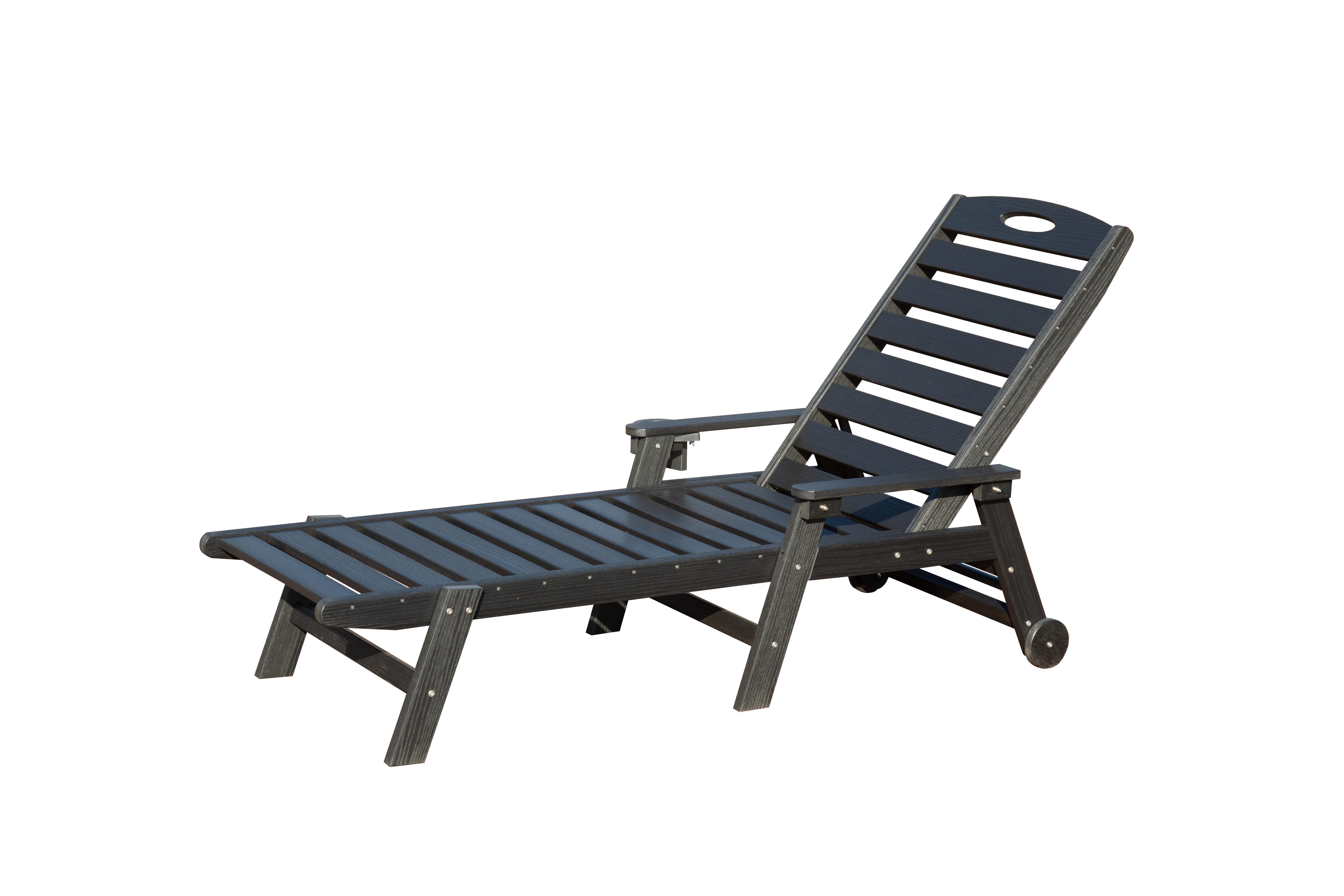 Tumbona de exterior HDPE con respaldo reclinable para piscina Negra