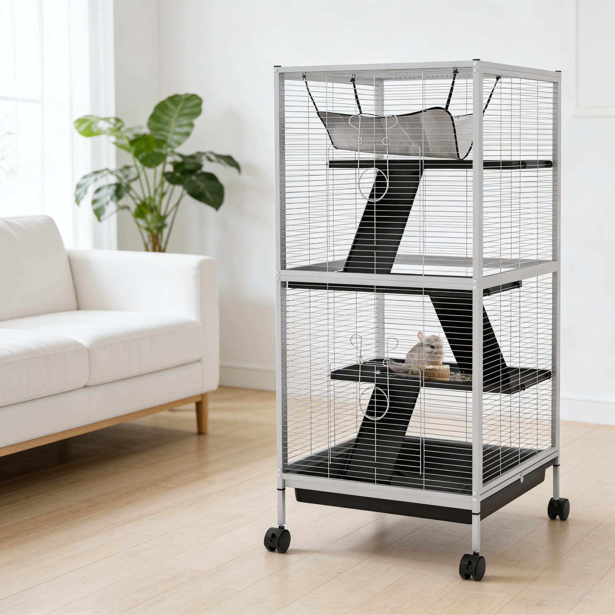 Spacious Pet House,Rolling Small Animal Hutch Cage,Small Pet Hutch